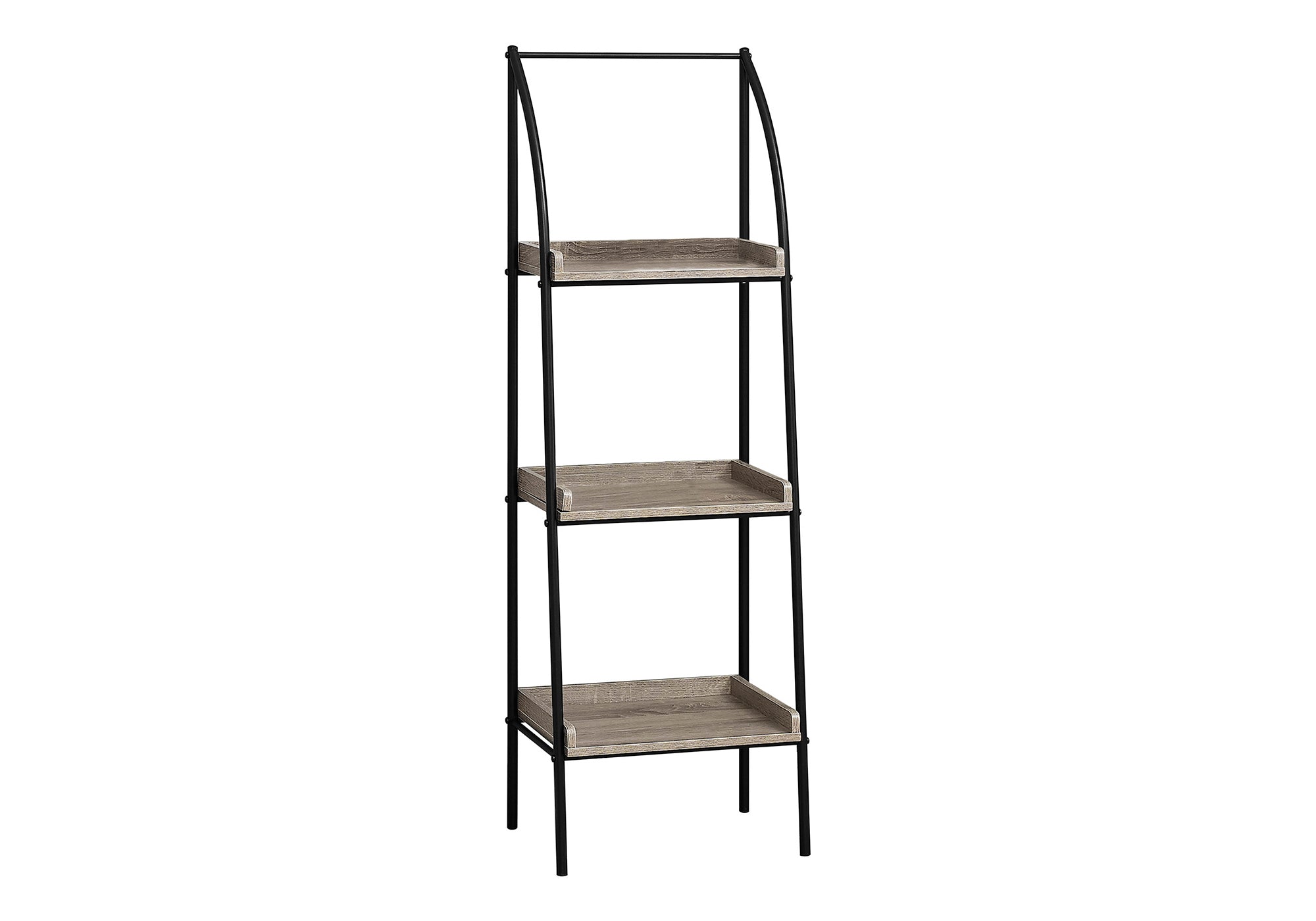 Bookcase 48"H 3-Tier Dark Taupe Black Metal-Bookshelf-DECOROLALA