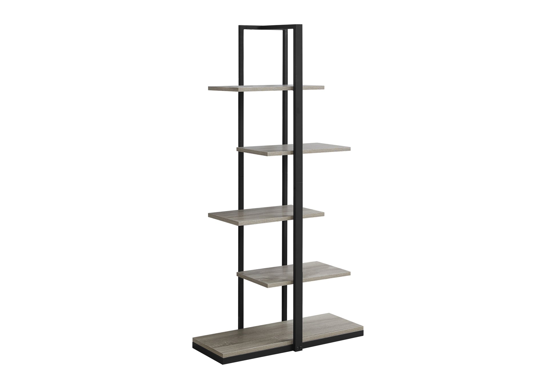 Bookcase 60"H Asymmetrical Zig-Zag Design Taupe/Black-Computer Desk-DECOROLALA