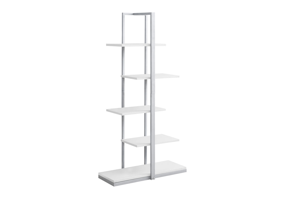Bookcase 60"H Asymmetrical Zig-Zag Design Taupe/Black-Computer Desks-DECOROLALA