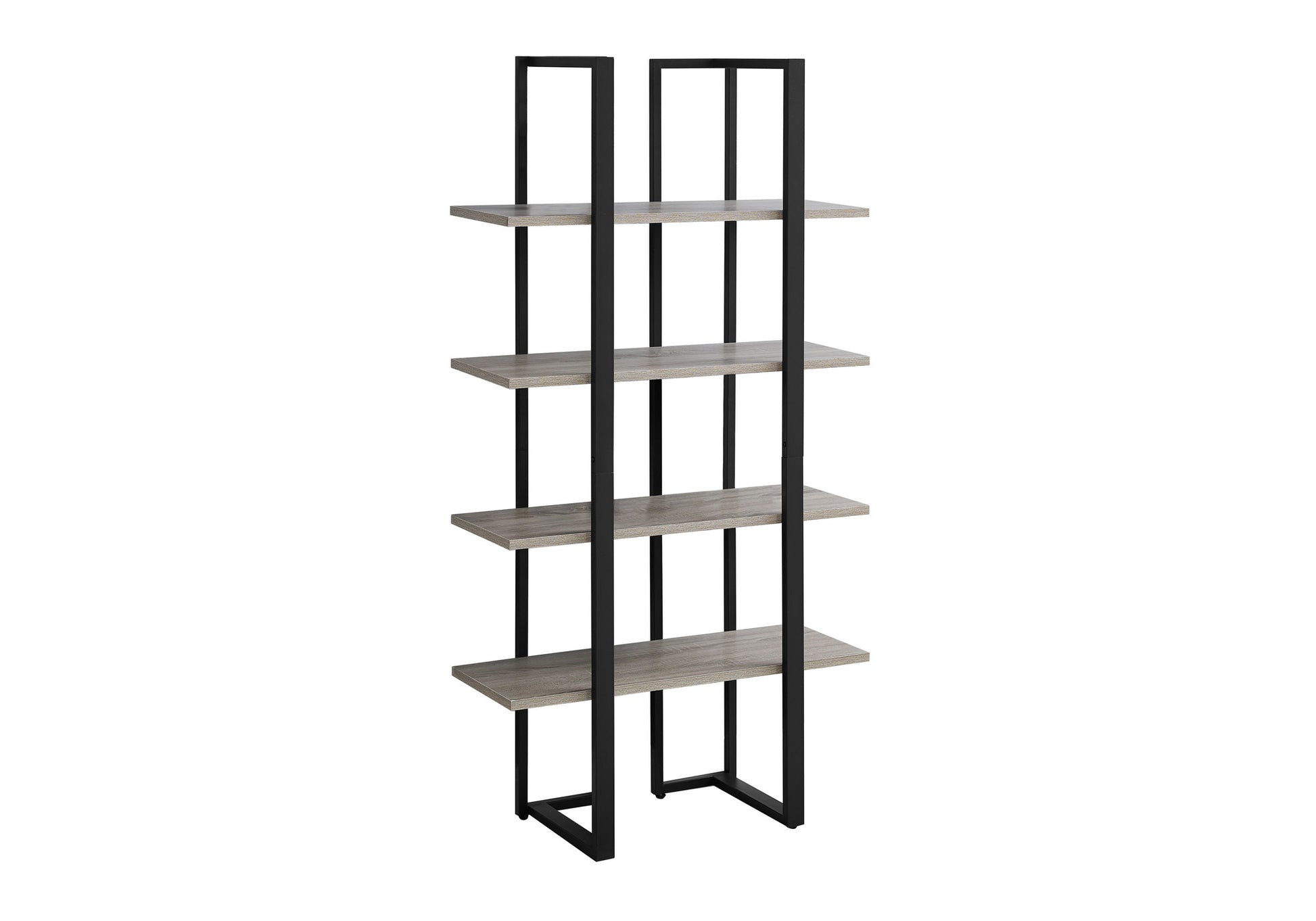 Bookcase - 60"H / Dark Taupe / Black Metal-Bookshelf-DECOROLALA