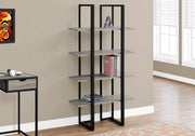 Bookcase - 60"H / Dark Taupe / Black Metal-Bookshelf-DECOROLALA