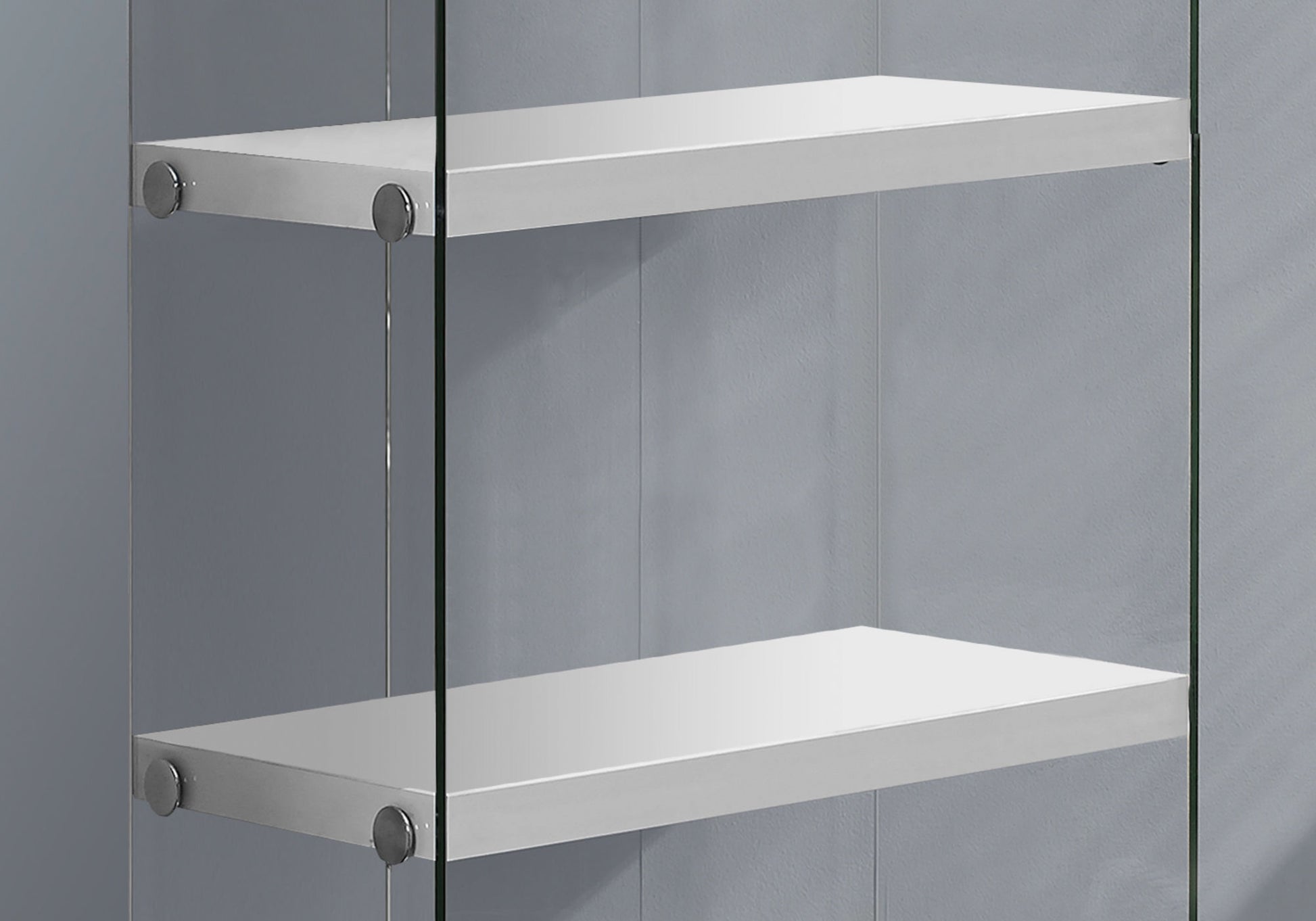 Bookcase 60"H Glossy White Tempered Glass 5-Tier-Bookshelf-DECOROLALA