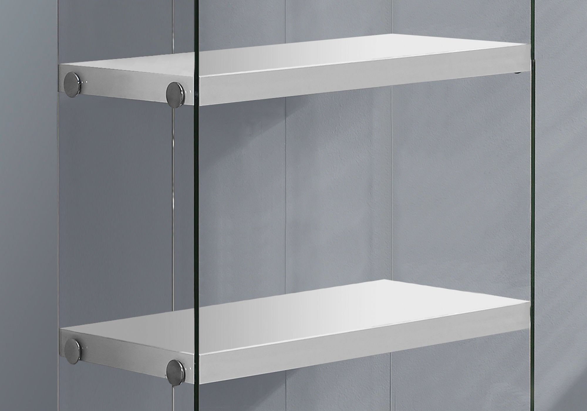 Bookcase 60"H Glossy White Tempered Glass 5-Tier-Bookshelf-DECOROLALA