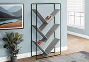 Bookcase - 60"H / Grey / Black Metal-Bookshelf-DECOROLALA
