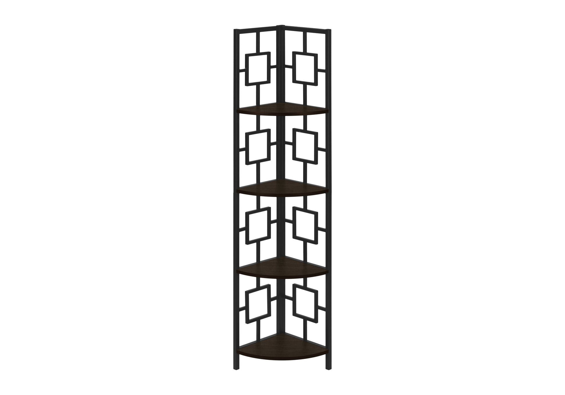 Bookcase - 62"H / Black / Black Metal Corner Etagere-Bookshelf-DECOROLALA
