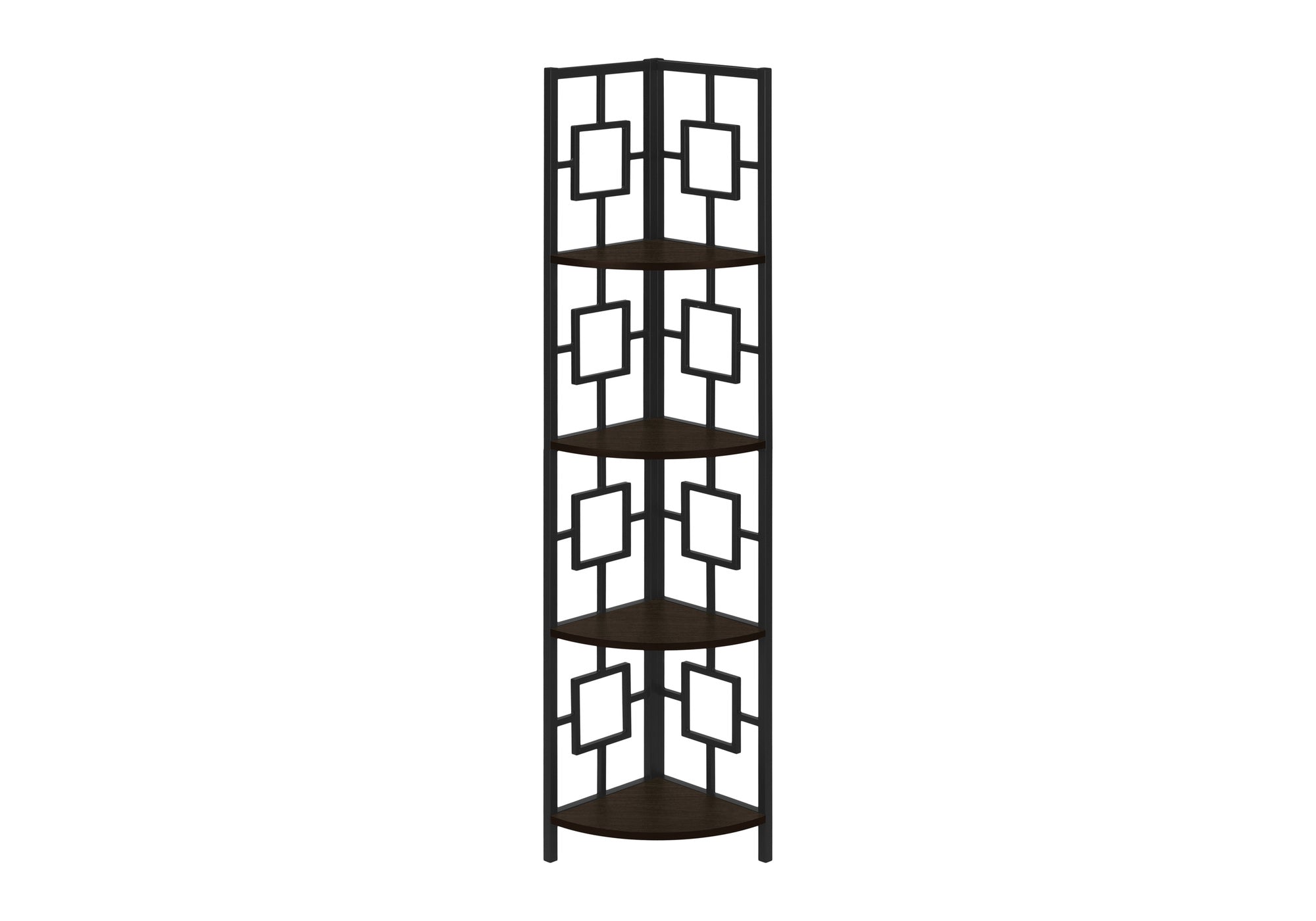 Bookcase - 62"H / Black / Black Metal Corner Etagere-Bookshelf-DECOROLALA