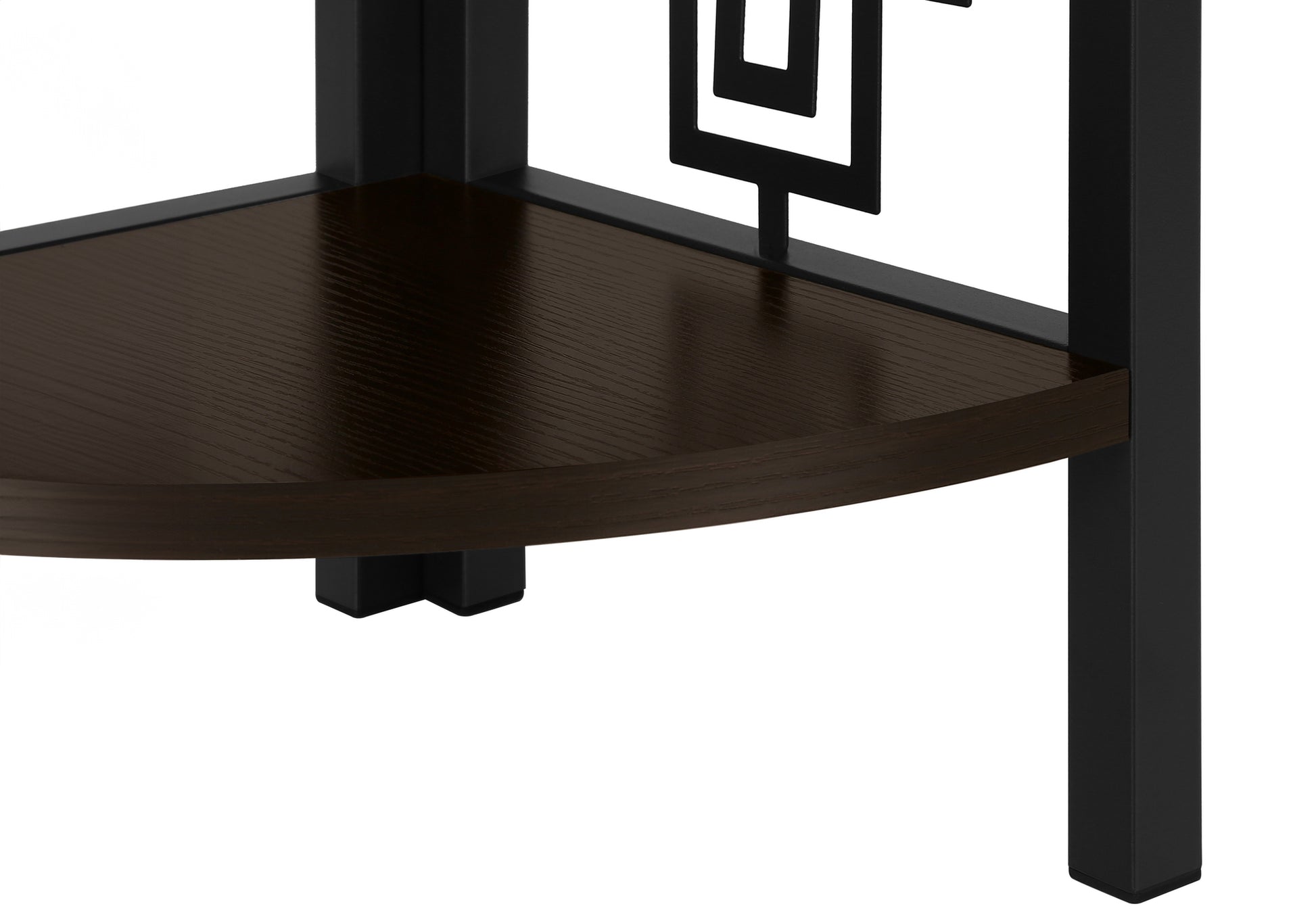 Bookcase - 62"H / Dark Taupe / Black Metal Corner Etagere-Bookshelf-DECOROLALA