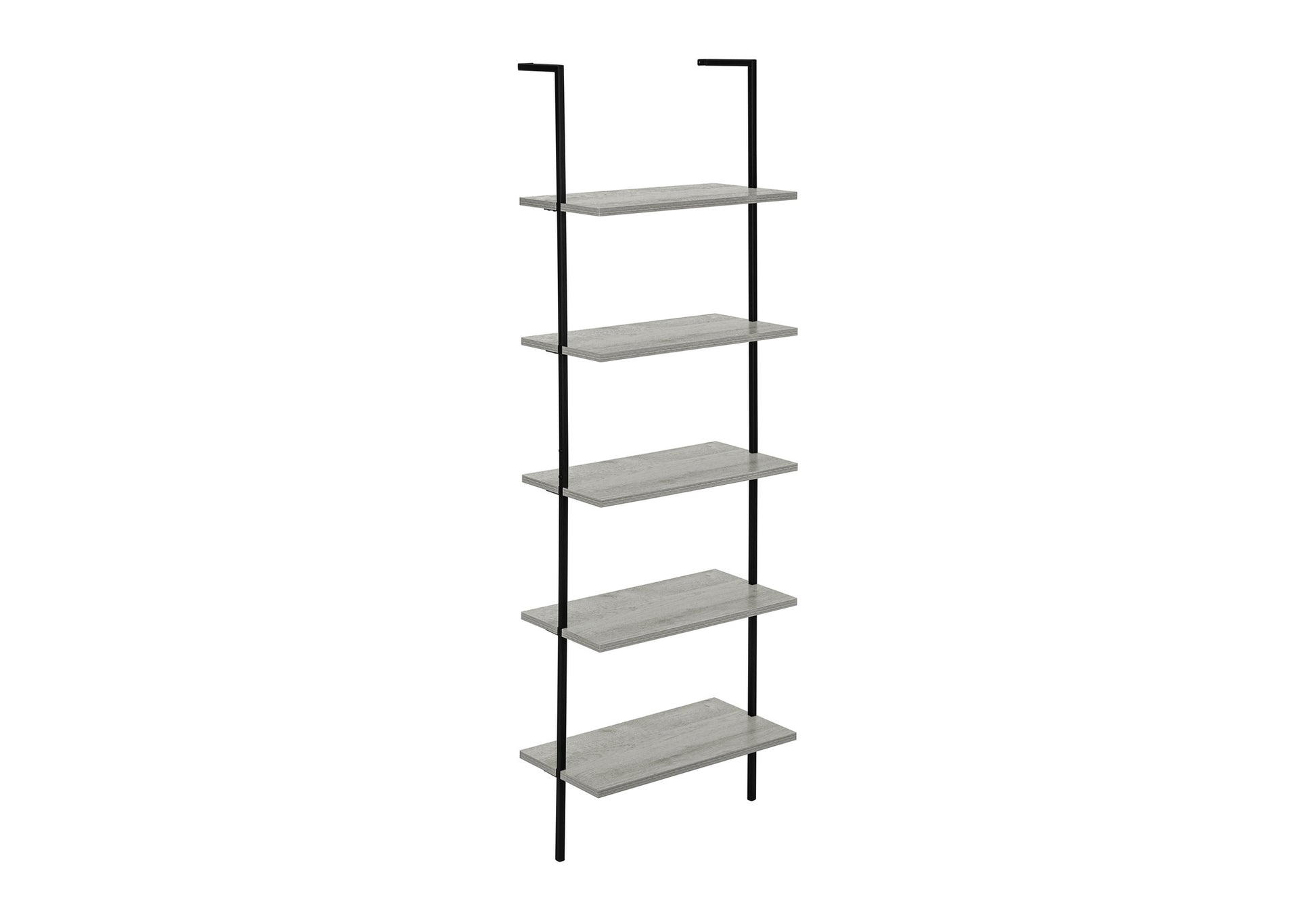 Bookcase - 72"H Ladder Grey / Black Metal-Bookshelf-DECOROLALA