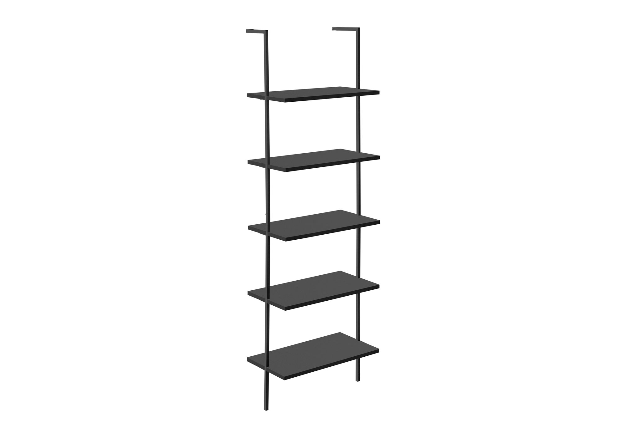 Bookcase - 72"H Ladder Grey / Black Metal-Bookshelf-DECOROLALA