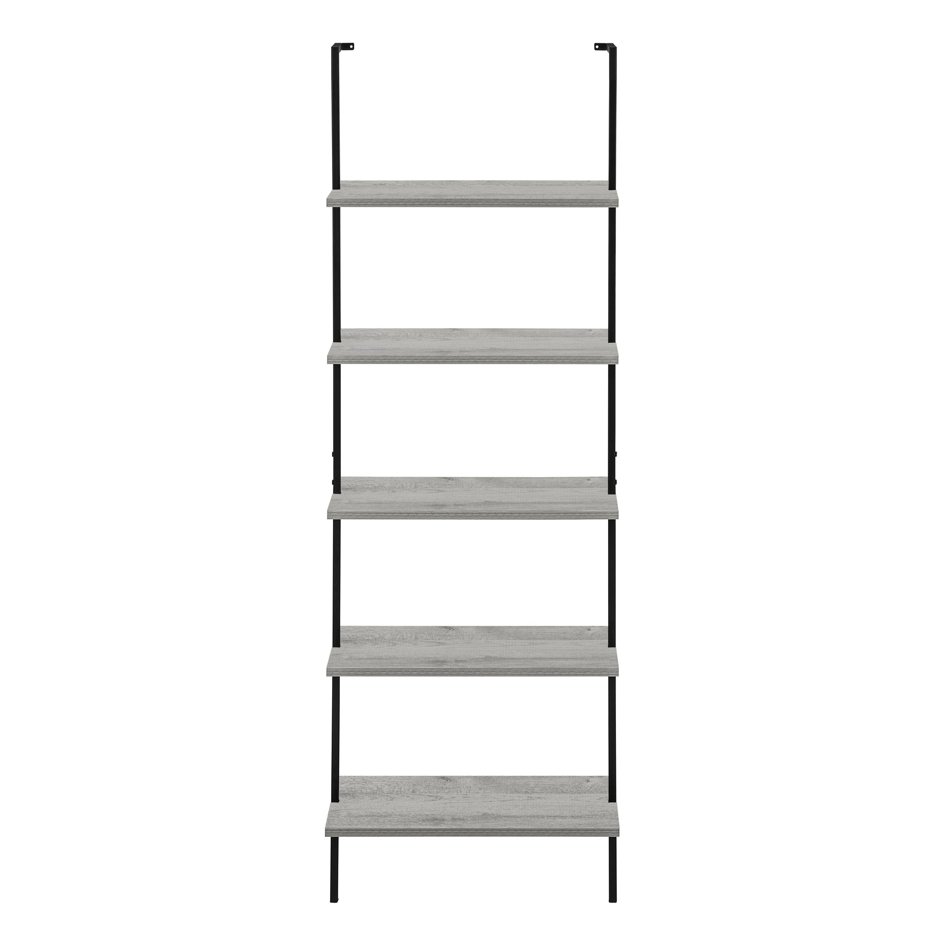 Bookcase - 72"H Ladder Grey / Black Metal-Bookshelf-DECOROLALA