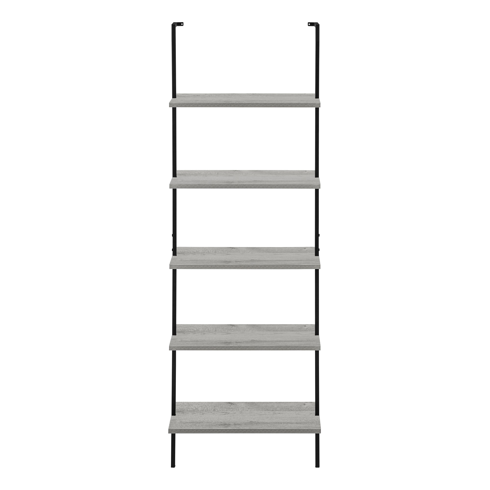Bookcase - 72"H Ladder Grey / Black Metal-Bookshelf-DECOROLALA
