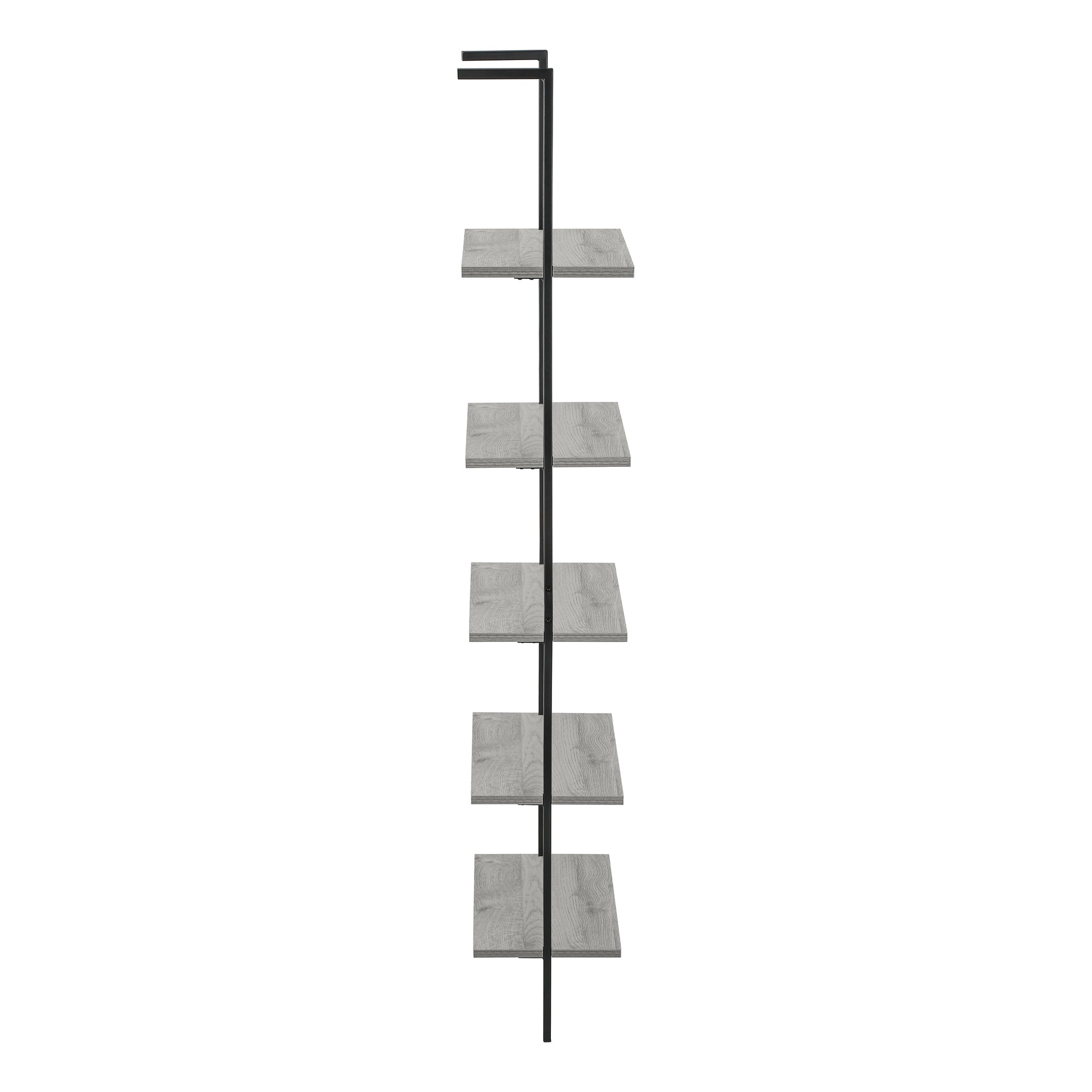 Bookcase - 72"H Ladder Grey / Black Metal-Bookshelf-DECOROLALA