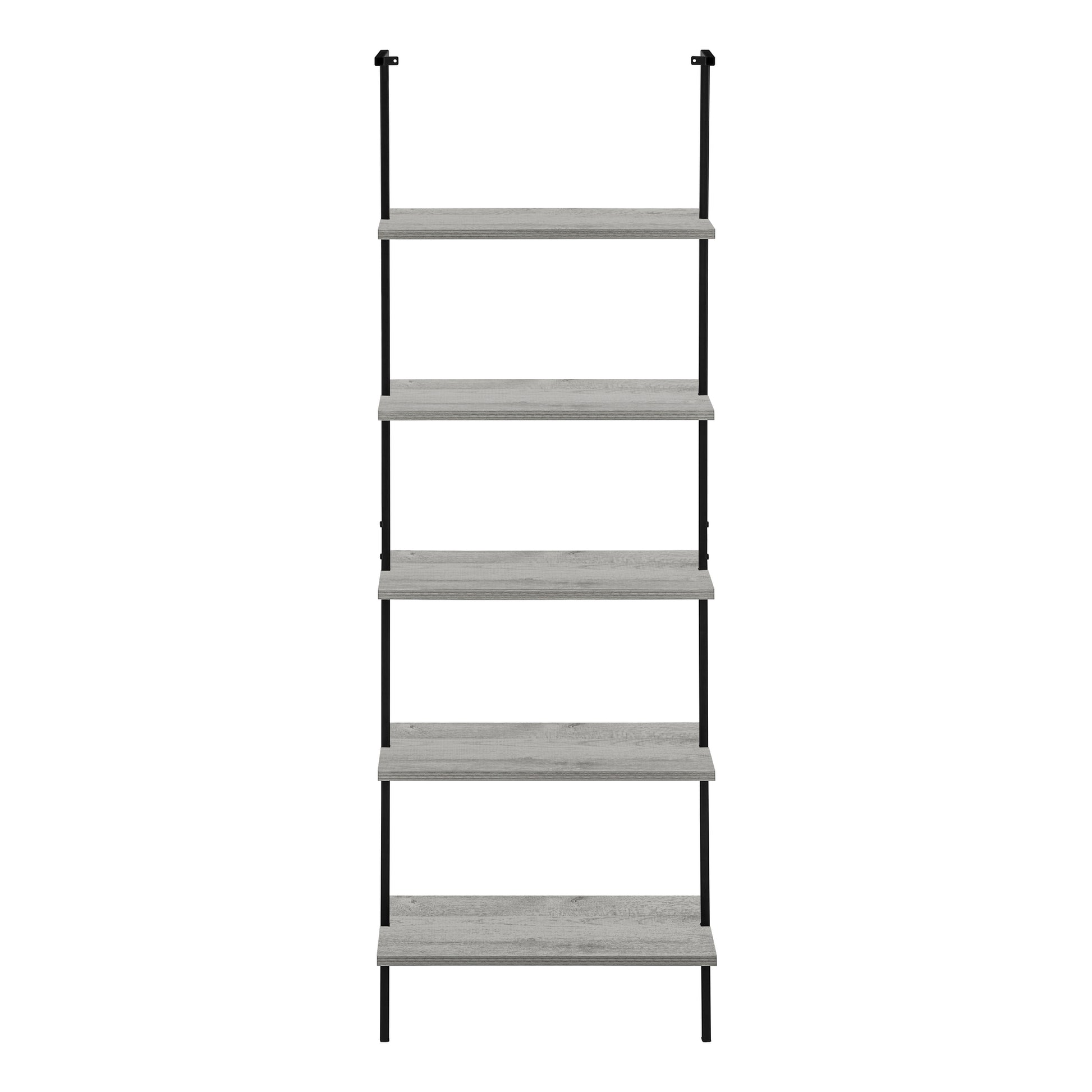 Bookcase - 72"H Ladder Grey / Black Metal-Bookshelf-DECOROLALA