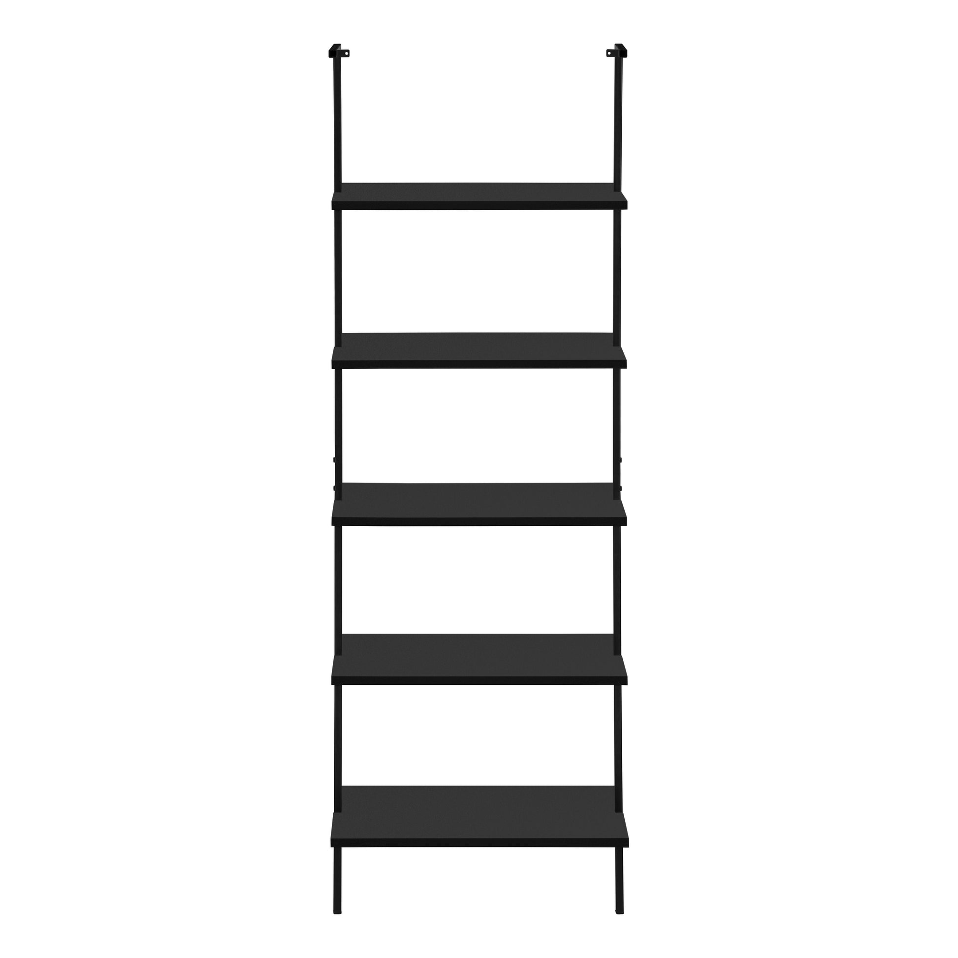 Bookcase - 72"H Ladder Grey / Black Metal-Bookshelf-DECOROLALA