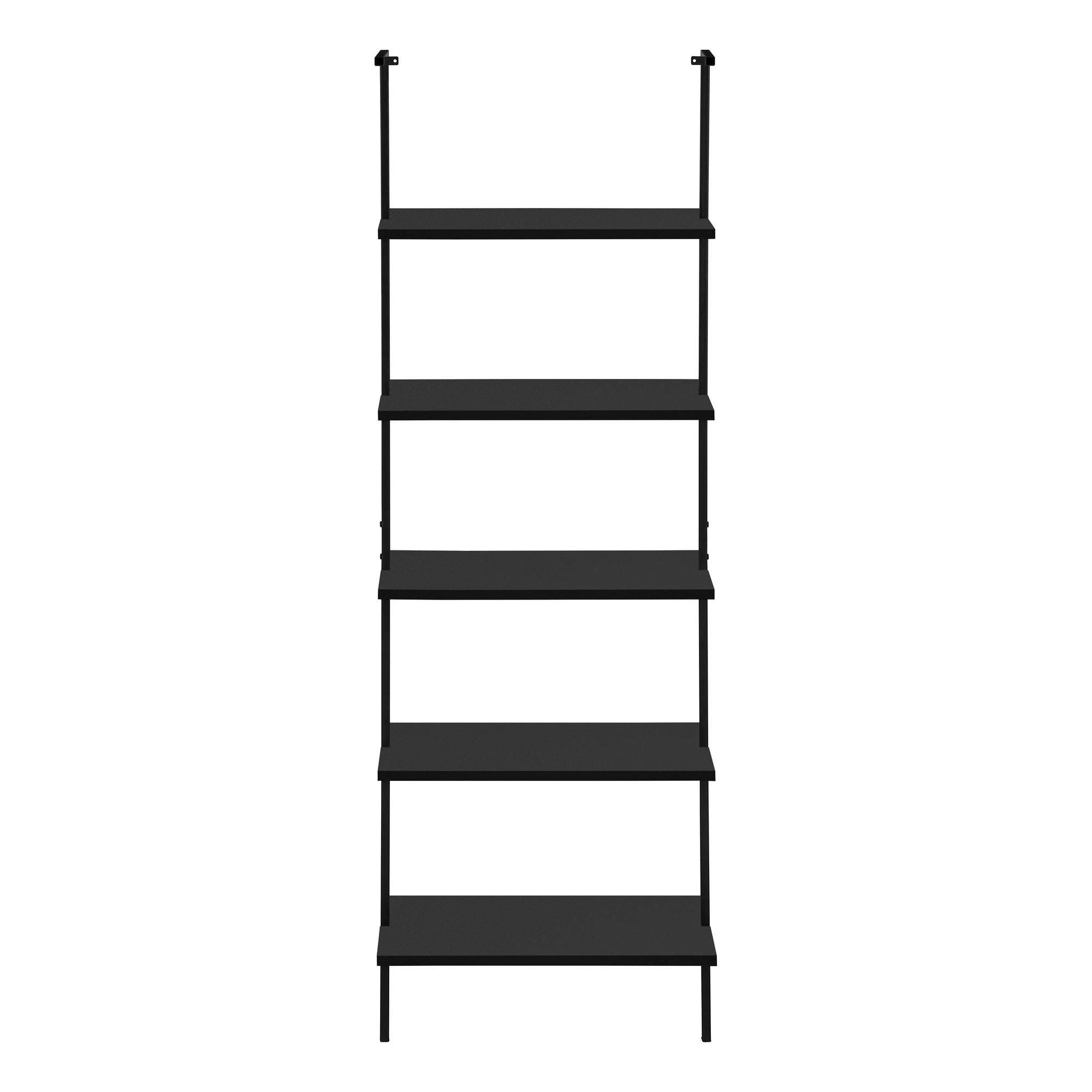 Bookcase - 72"H Ladder Grey / Black Metal-Bookshelf-DECOROLALA