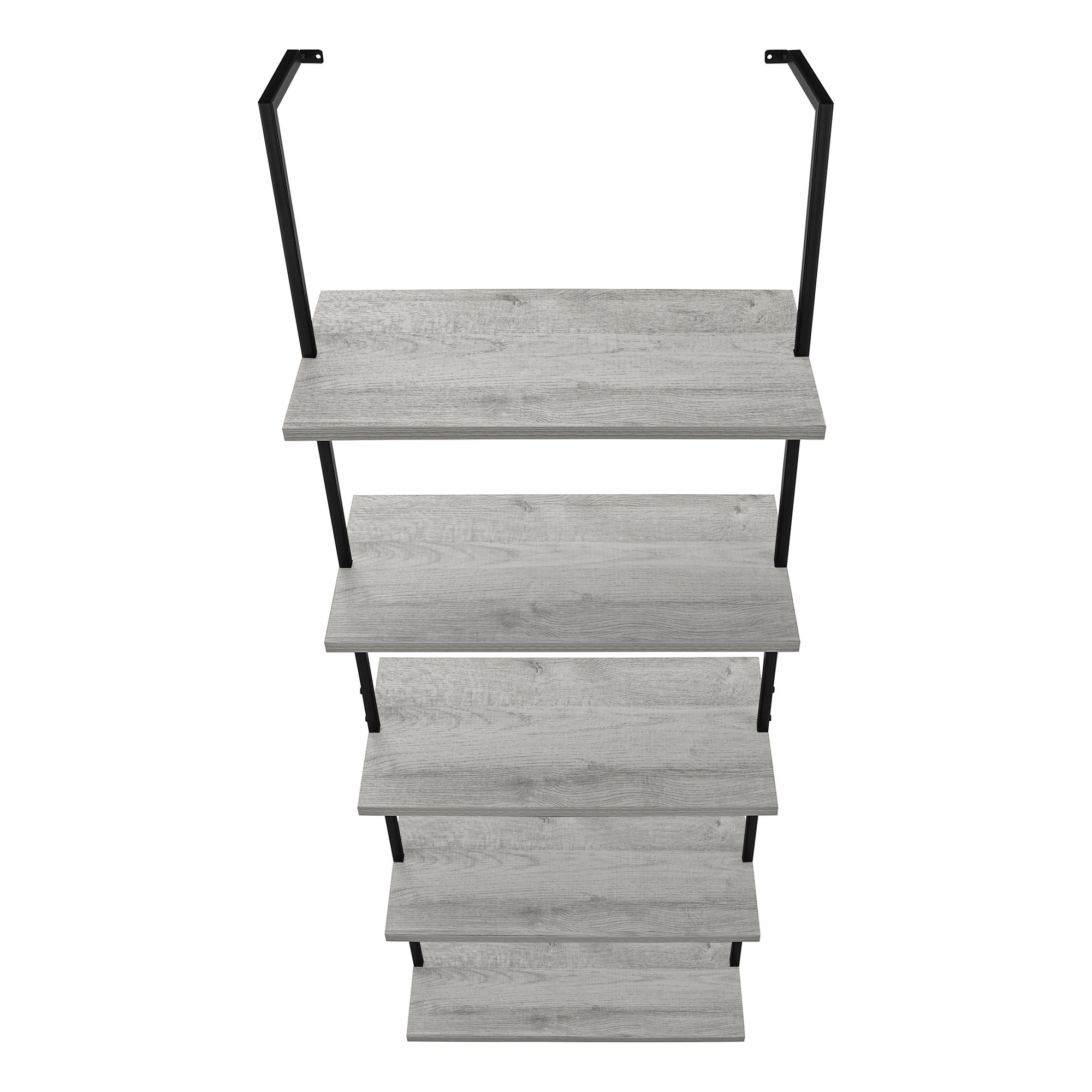 Bookcase - 72"H Ladder Grey / Black Metal-Bookshelf-DECOROLALA