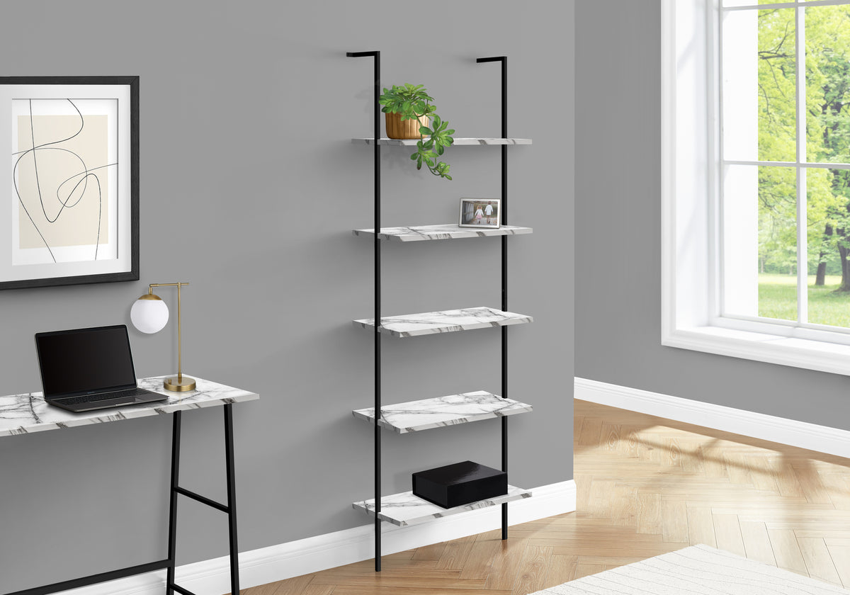 Bookcase - 72"H Ladder Grey/Black Metal-Bookcases-DECOROLALA