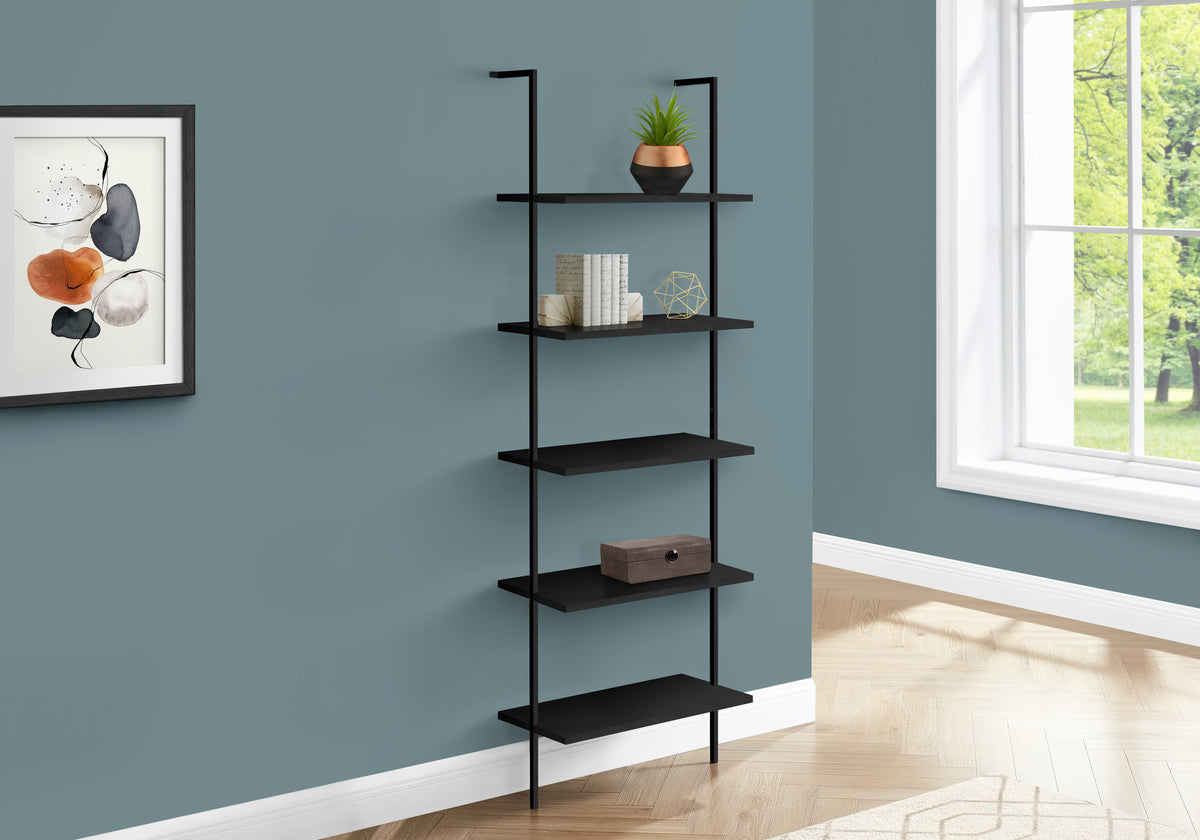 Bookcase - 72"H Ladder Grey/Black Metal-Bookcases-DECOROLALA