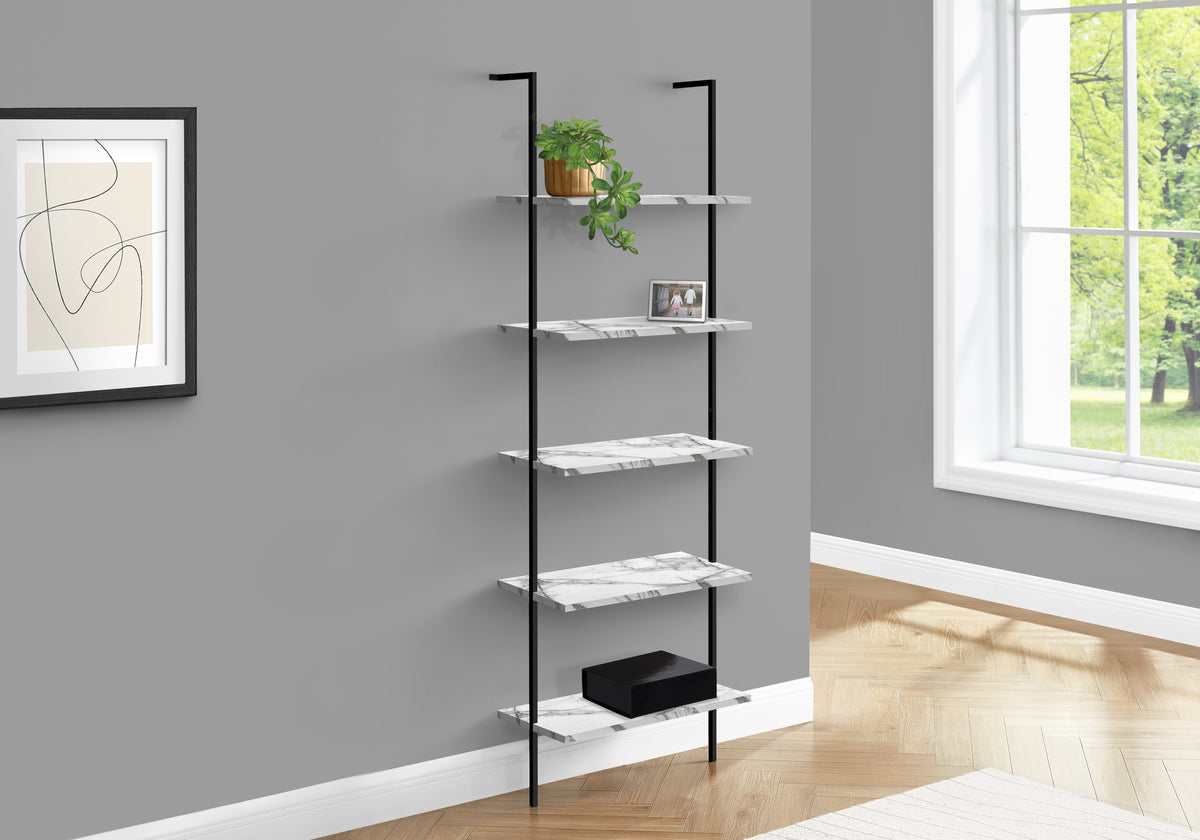 Bookcase - 72"H Ladder Grey/Black Metal-Bookcases-DECOROLALA