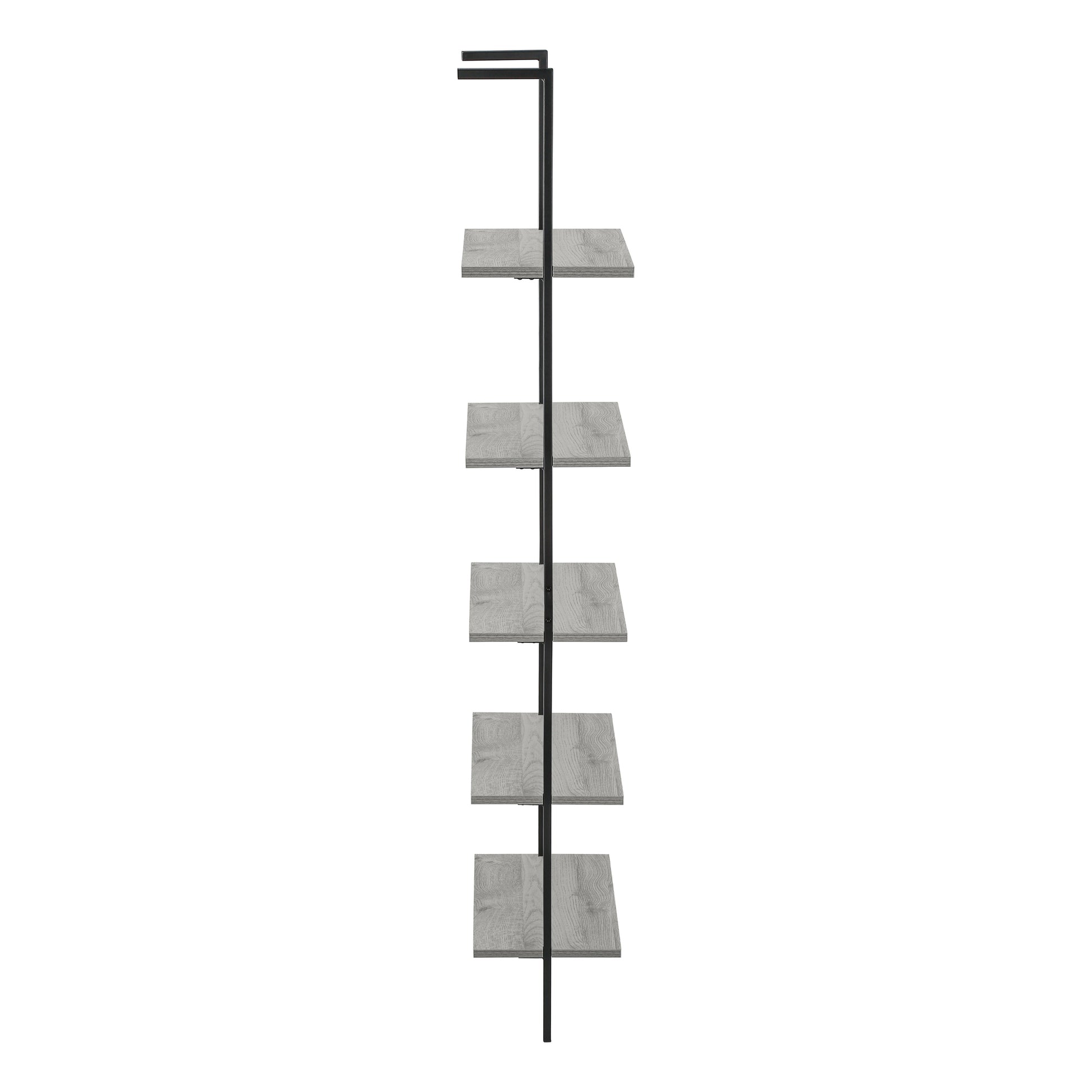 Bookcase - 72"H Ladder Grey/Black Metal-Bookshelf-DECOROLALA
