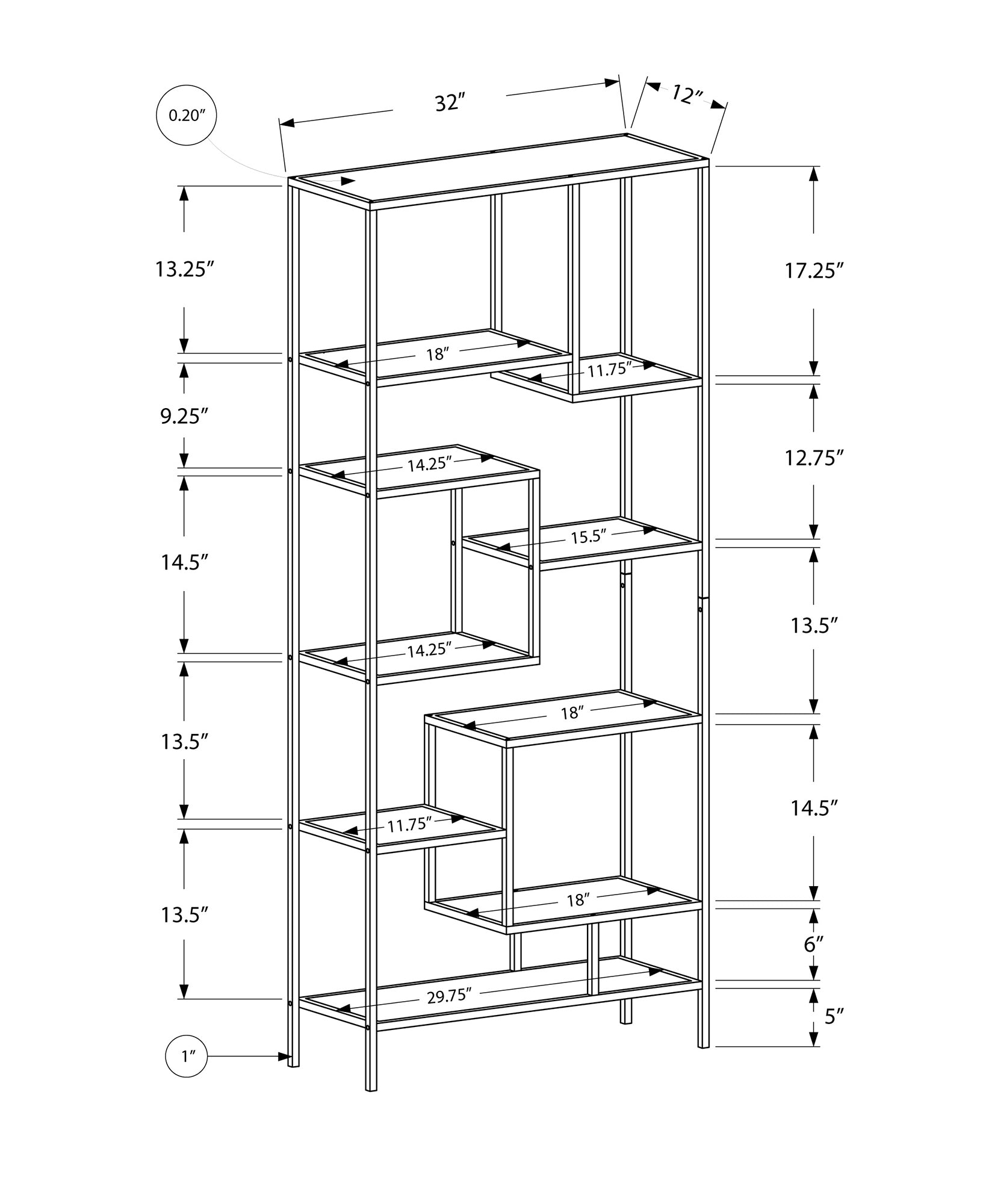 Bookcase - 72"H / Silver Metal With Tempered Glass-Bookshelf-DECOROLALA
