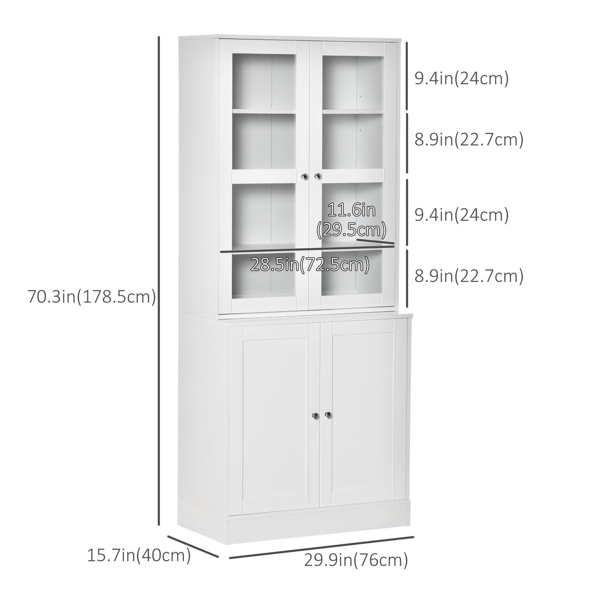 Bookcase Storage Cabinet 71" White-DECOROLALA