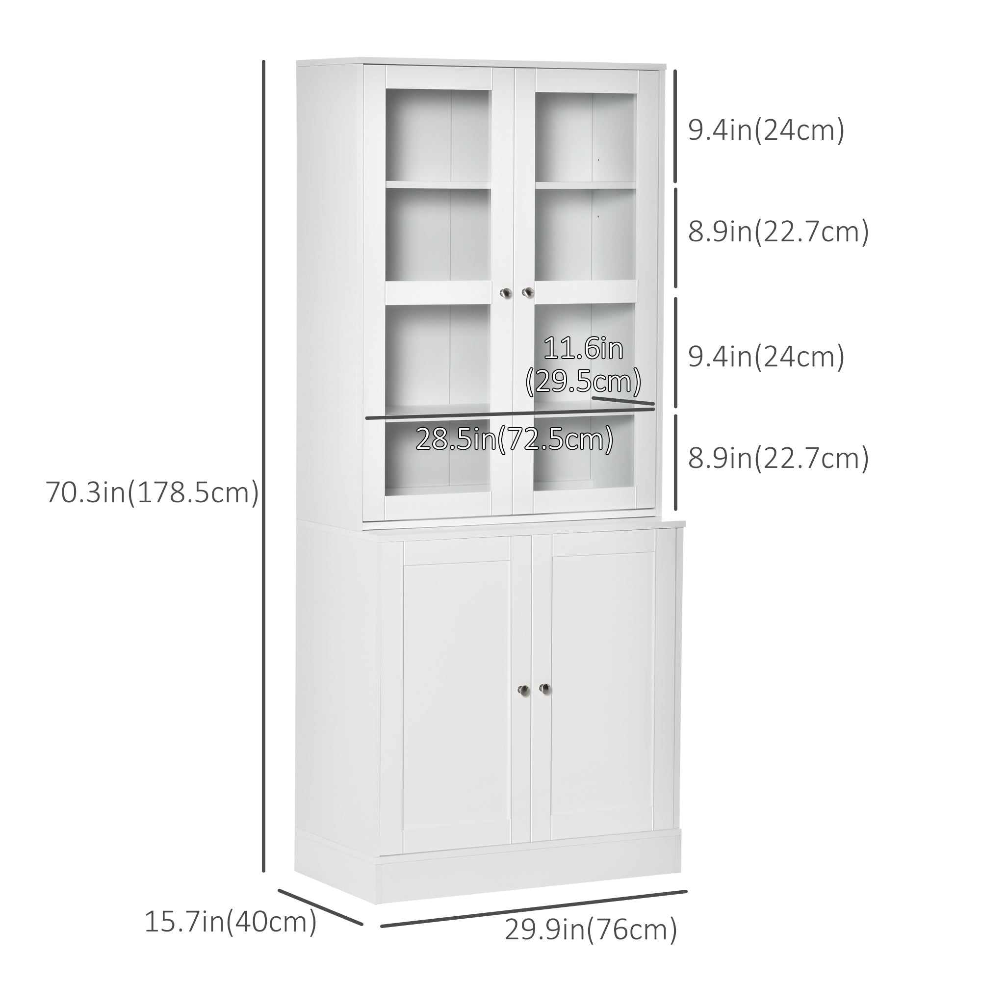 Bookcase Storage Cabinet 71" White-DECOROLALA