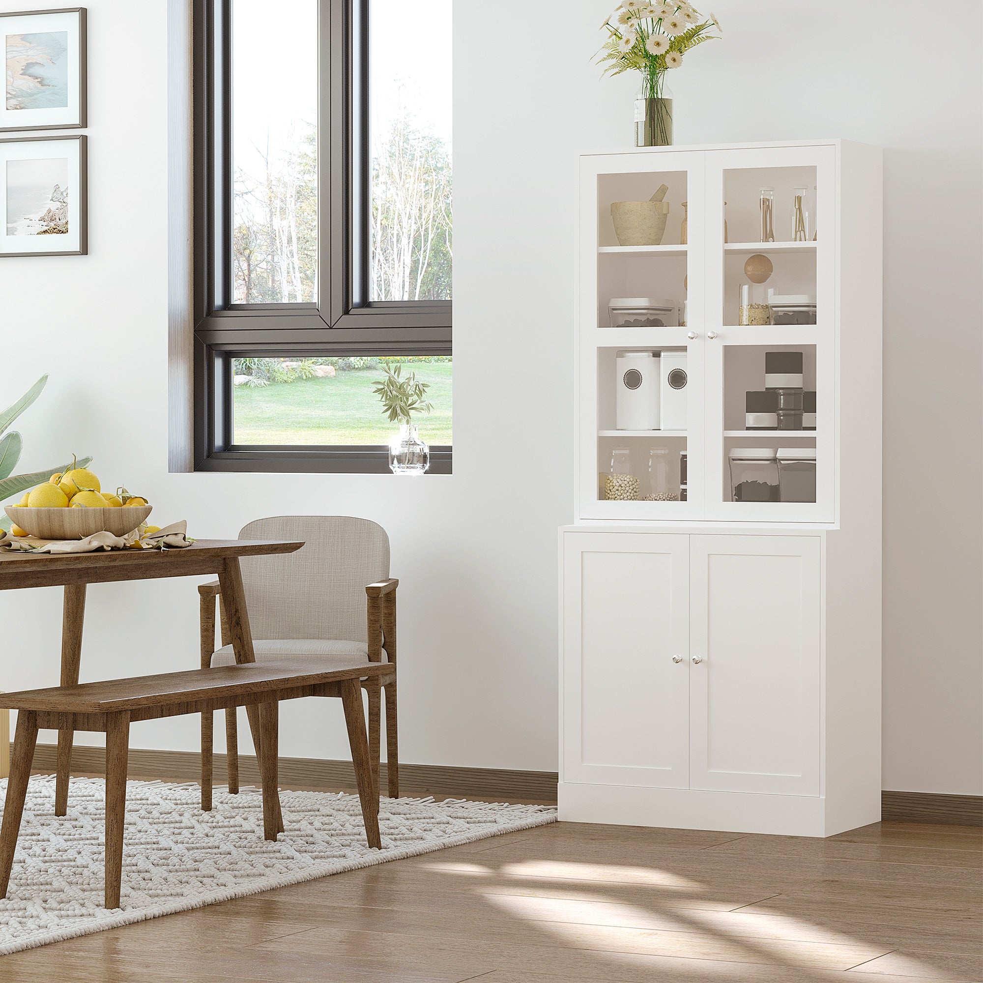 Bookcase Storage Cabinet 71" White-DECOROLALA