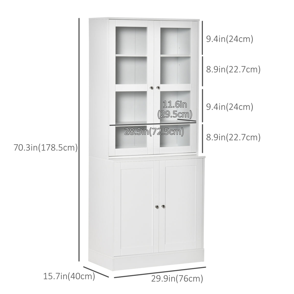 Bookcase Storage Cabinet 71" White-Bookcases-DECOROLALA