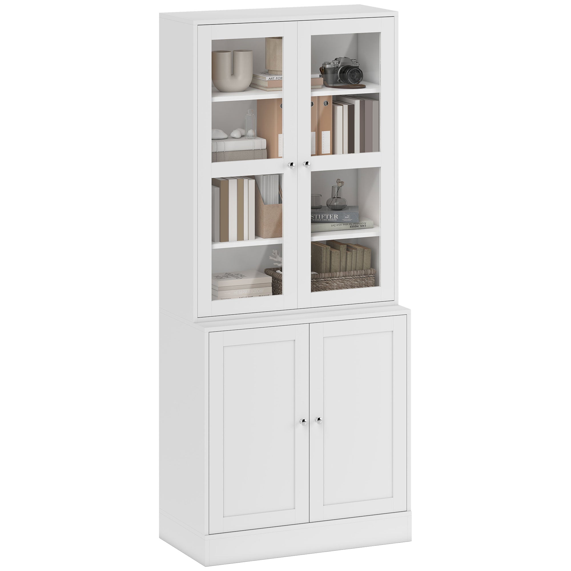 Bookcase Storage Cabinet 71" White-DECOROLALA
