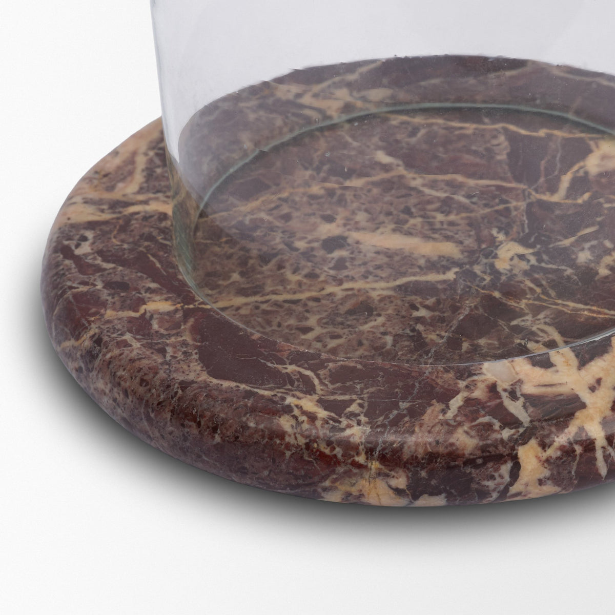 Bordo Red Marble w/ Glass Hurricane Candle Holder-Table Candle Holders-DECOROLALA