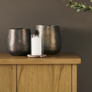 Bordo Red Marble w/ Glass Hurricane Candle Holder-Table Candle Holders-DECOROLALA