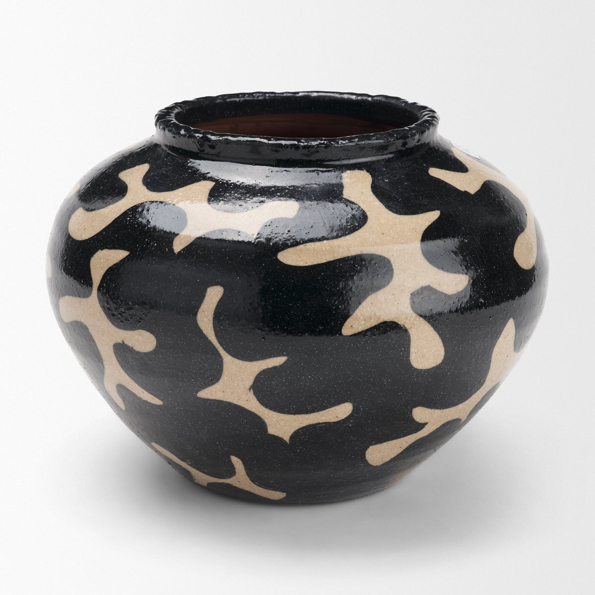 Bosma Black and Cream Ceramic Urn-Vase-DECOROLALA
