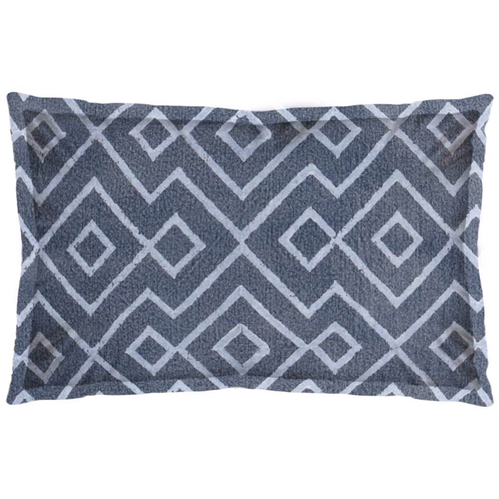 Boswell 13x21 Blue Diamond Patterned Pillow Cover w/Down Filler-Decorative Pillows-DECOROLALA