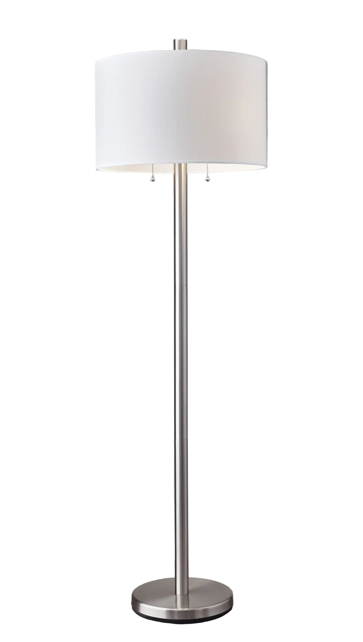 Boulevard Floor Lamp - Satin Steel White Shade-Lighting-DECOROLALA