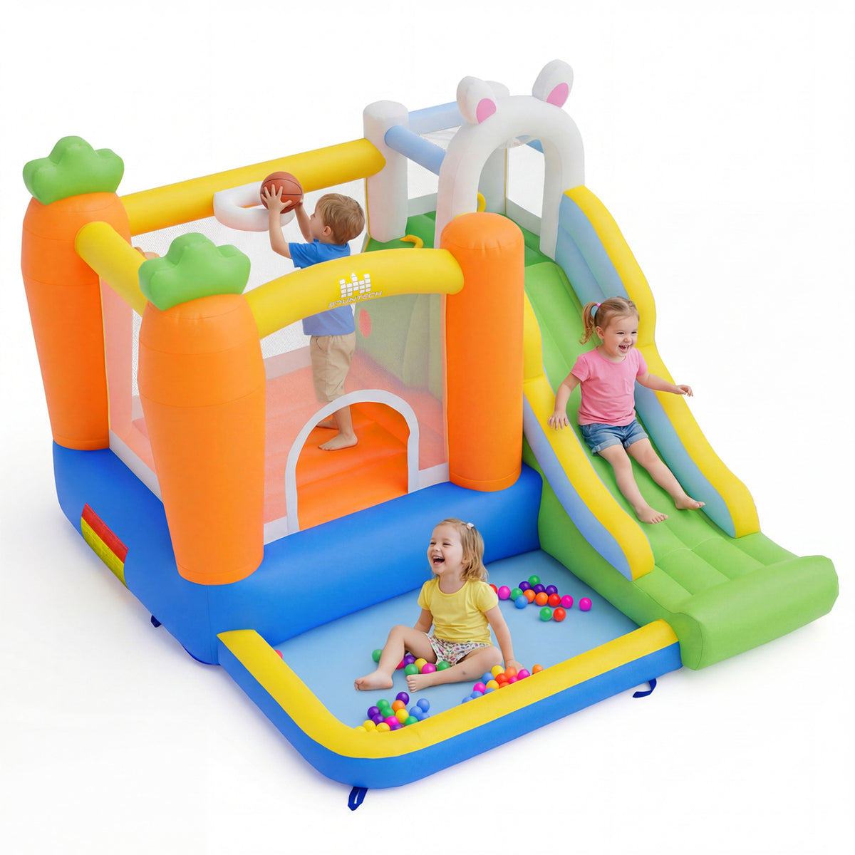 Bounce House for Kids 3-12 with Climbing Wall and 370W Blower for Backyard Party