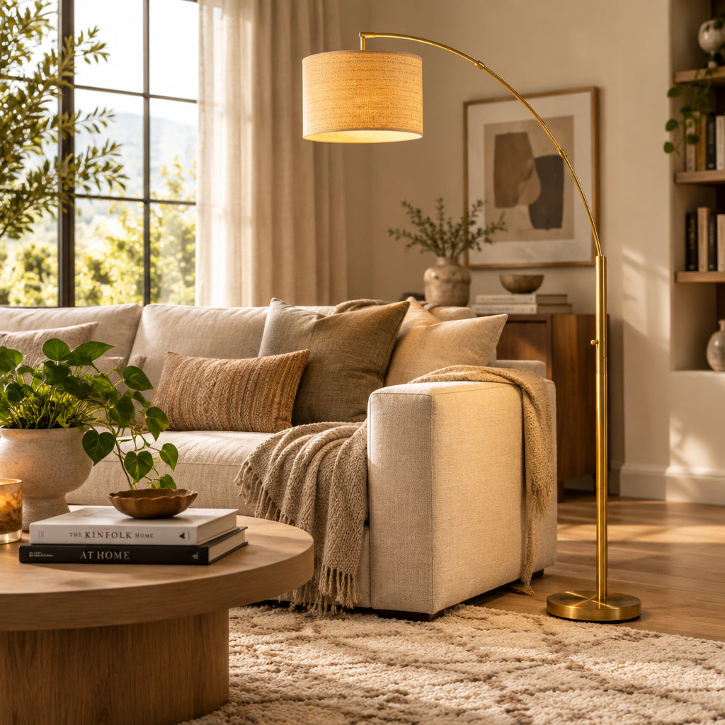 Bowery Arc Lamp - Brass Adjustable-Lighting-DECOROLALA