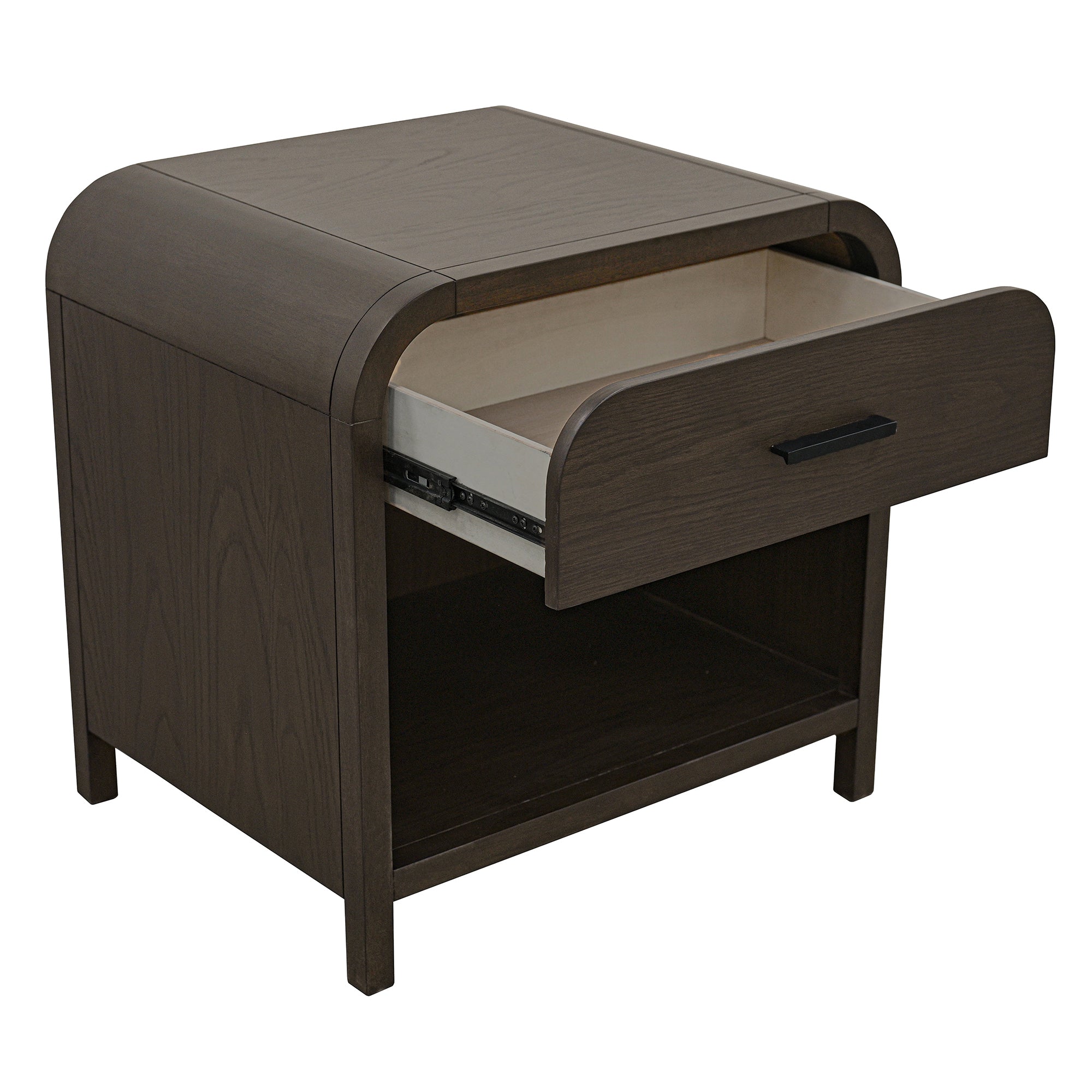 Bowman 1-Drawer Accent Table with Charging Station - Dark Walnut-DECOROLALA