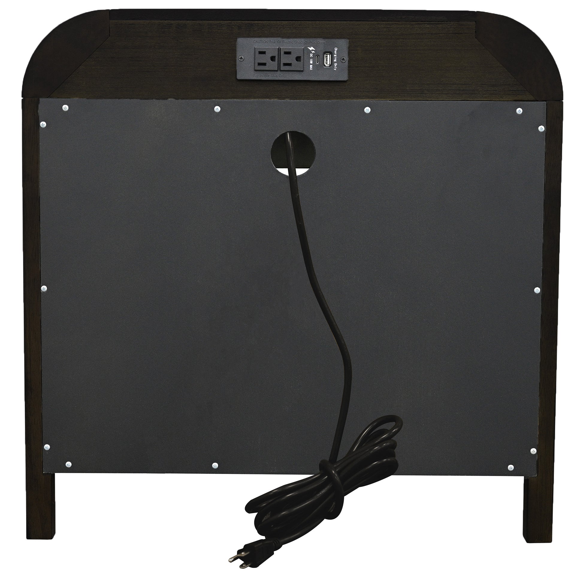 Bowman 1-Drawer Accent Table with Charging Station - Dark Walnut-DECOROLALA