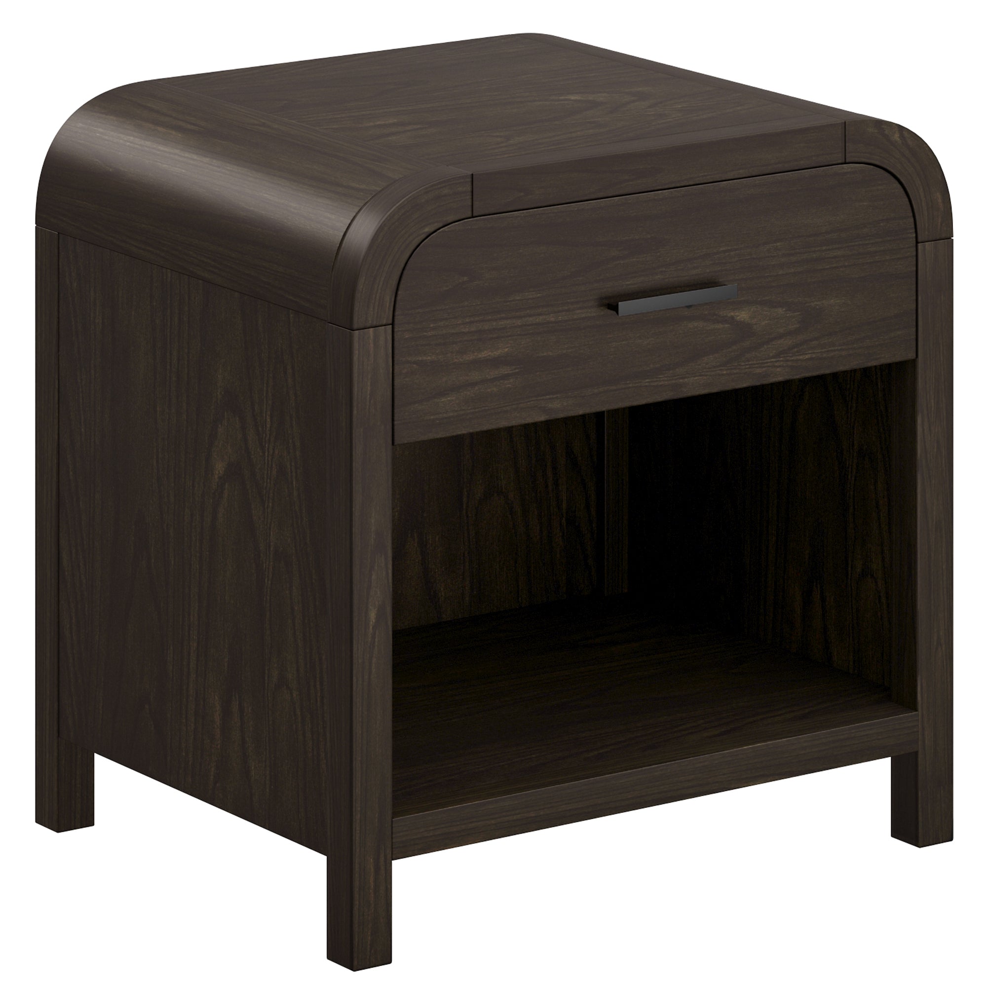 Bowman 1-Drawer Accent Table with Charging Station - Dark Walnut-DECOROLALA