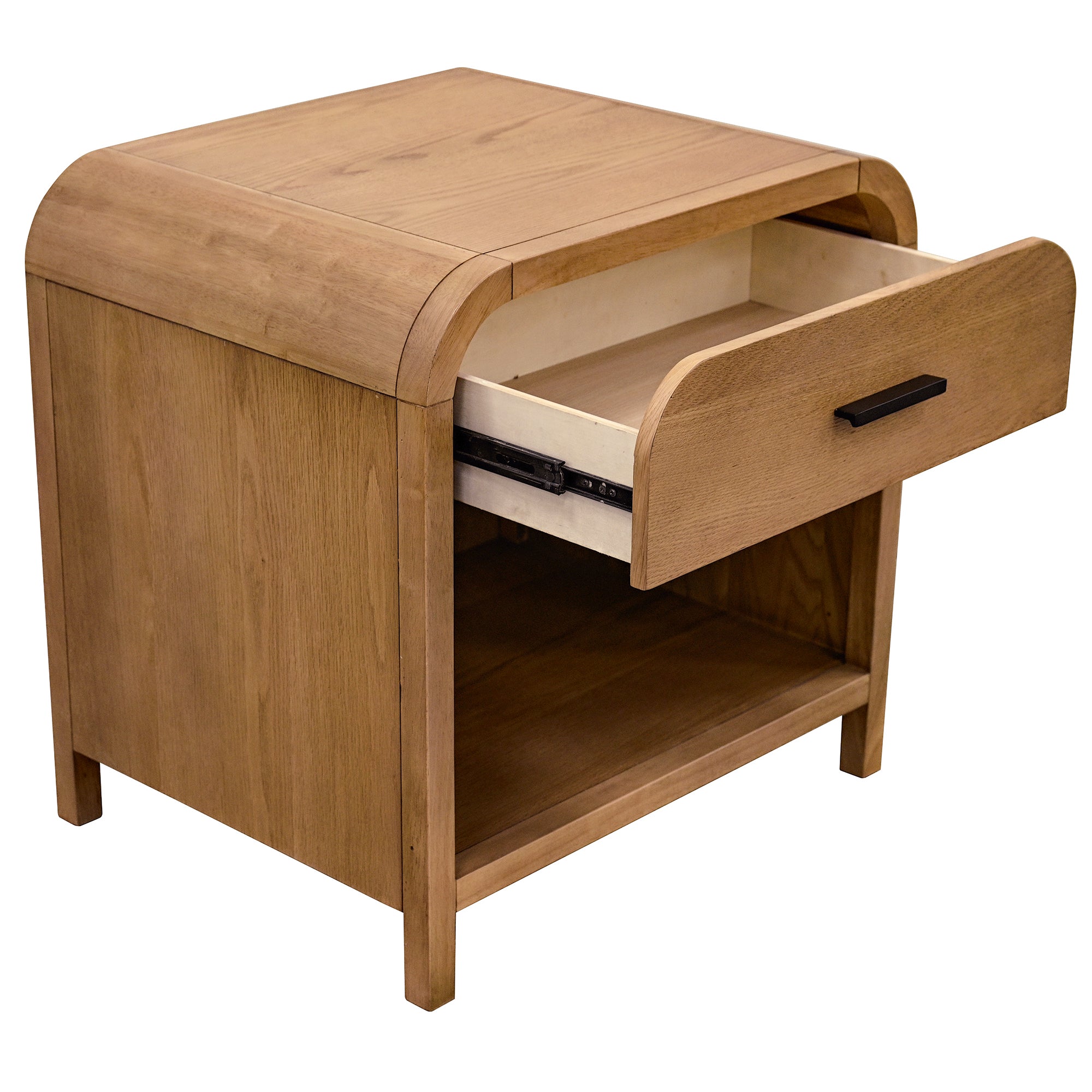 Bowman 1-Drawer Accent Table with Charging Station - Natural-DECOROLALA