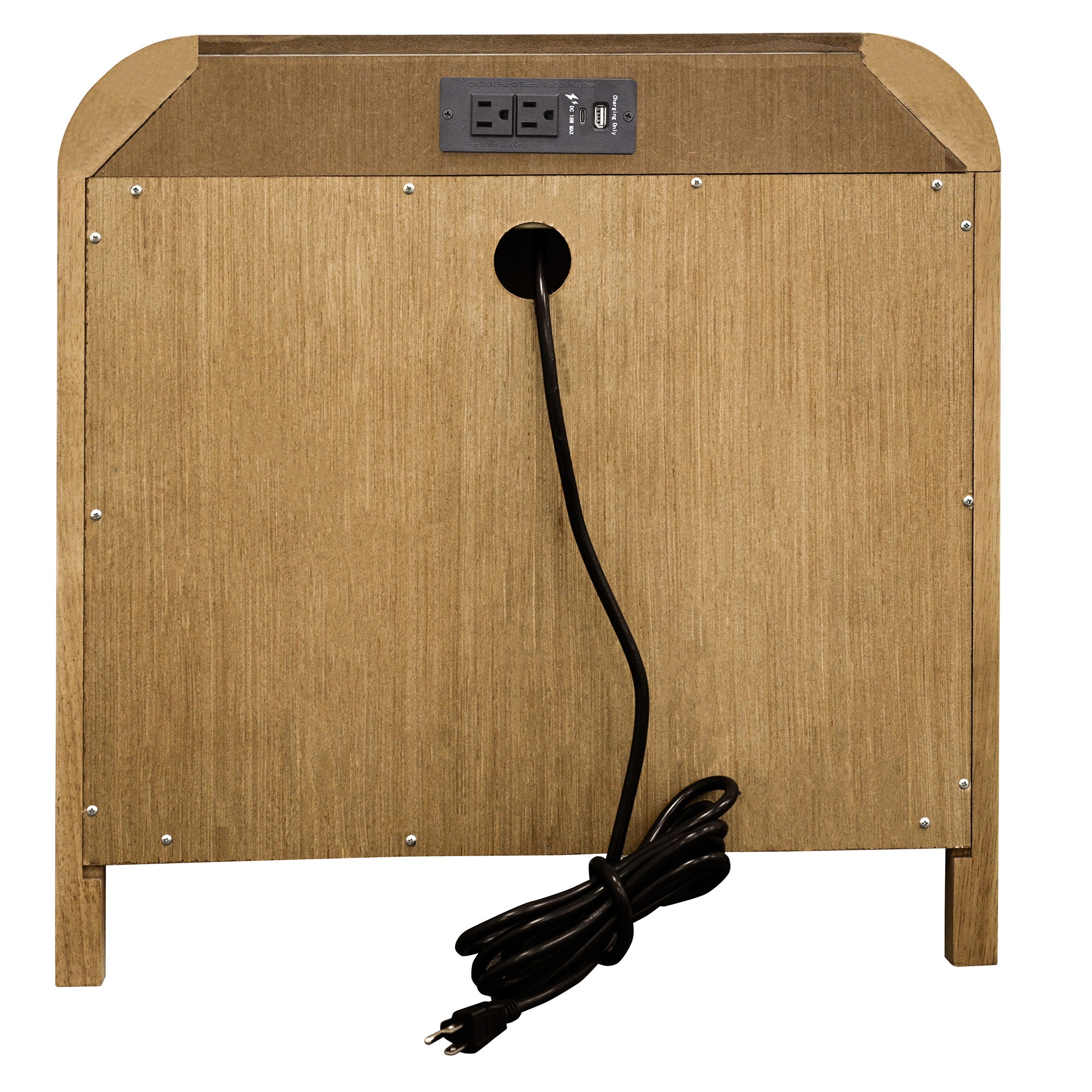 Bowman 1-Drawer Accent Table with Charging Station - Natural-DECOROLALA