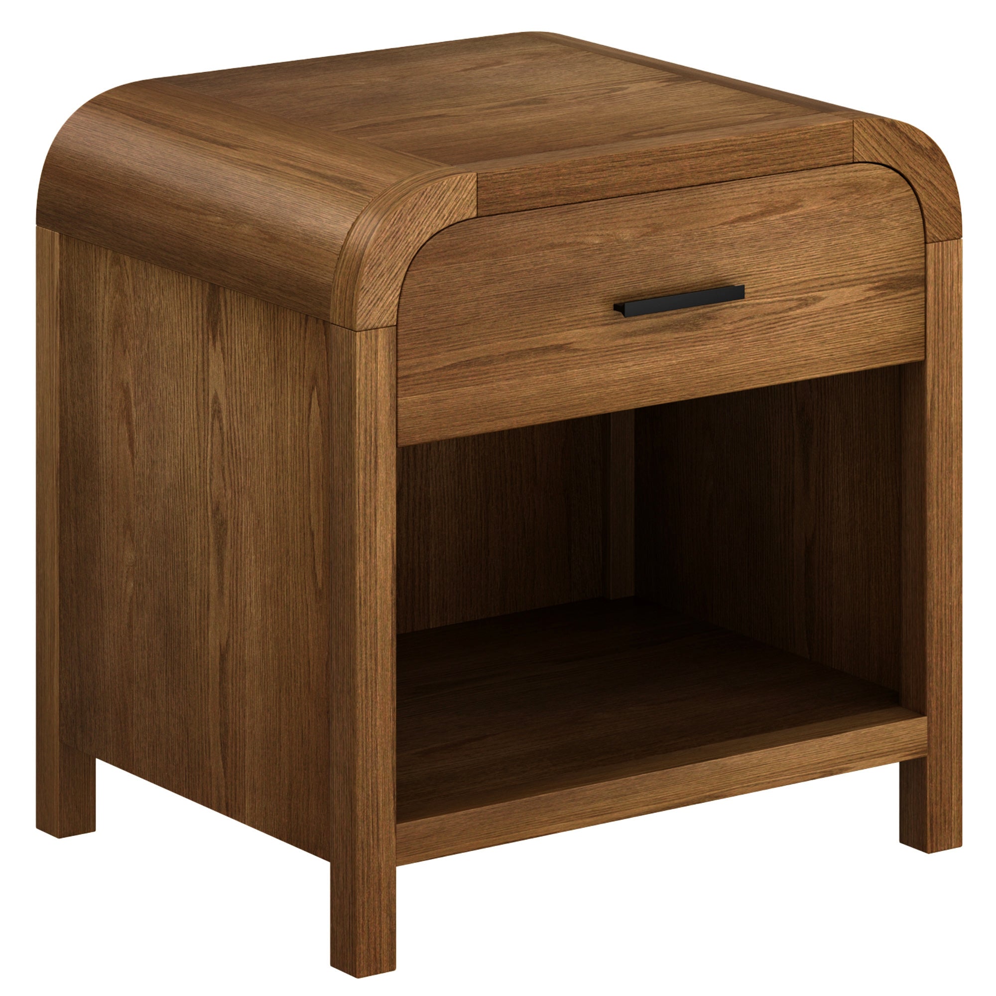 Bowman 1-Drawer Accent Table with Charging Station - Walnut-DECOROLALA
