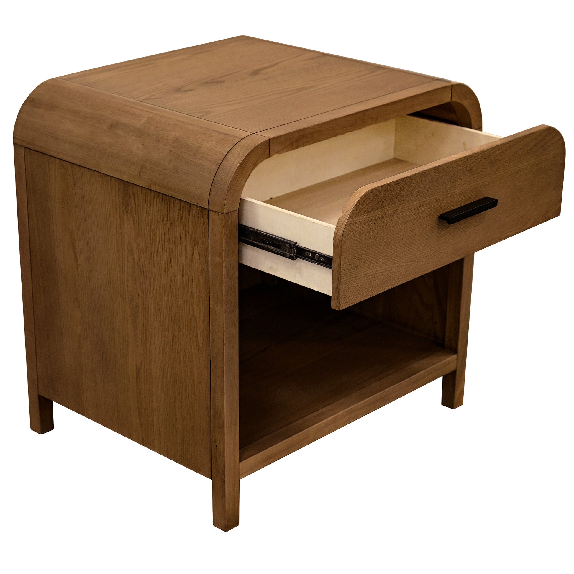 Bowman 1-Drawer Accent Table with Charging Station - Walnut-DECOROLALA