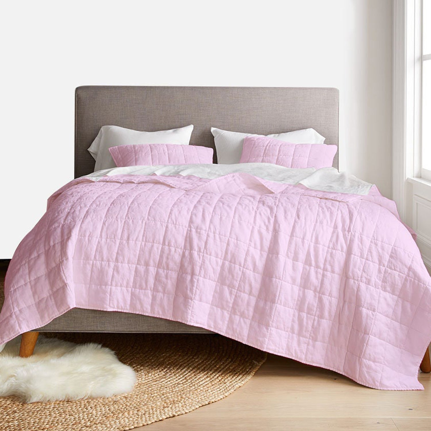 Box Stitch Pure Cotton Sateen Quilt Set - Year-Round Weight-Bed Sheet-DECOROLALA