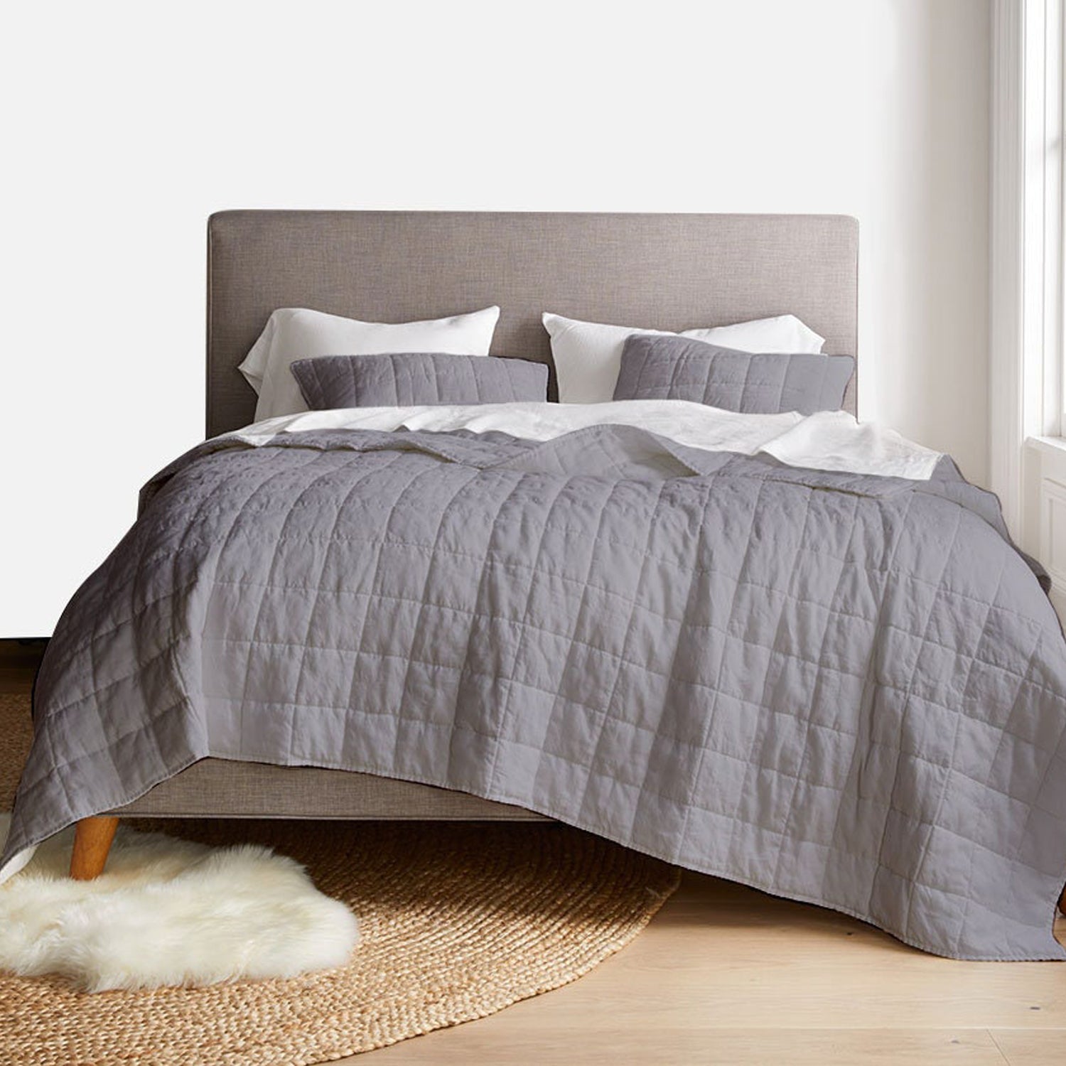 Box Stitch Pure Cotton Sateen Quilt Set - Year-Round Weight-Bed Sheet-DECOROLALA