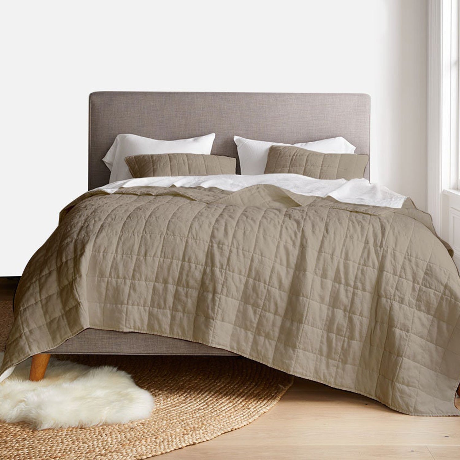 Box Stitch Pure Cotton Sateen Quilt Set - Year-Round Weight-Bed Sheet-DECOROLALA