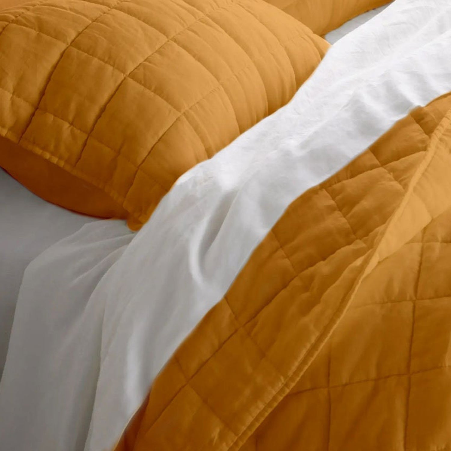Box Stitch Pure Cotton Sateen Quilt Set - Year-Round Weight-Bed Sheet-DECOROLALA