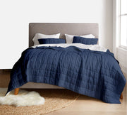Box Stitch Pure Linen Quilt Set with Cotton Filling-Bed Sheet-DECOROLALA