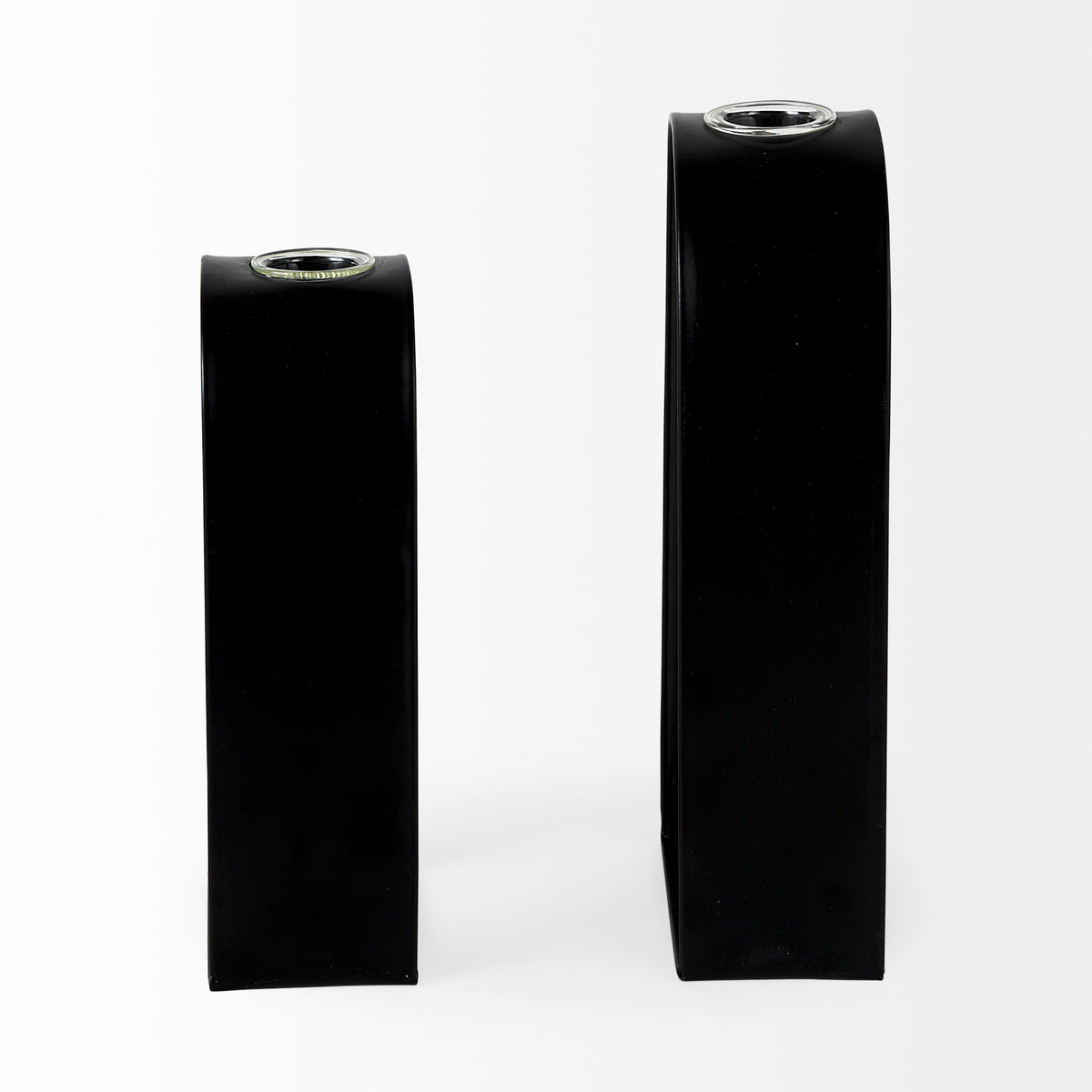 Boyer Set of Two Black Metal and Glass Test Tube Decorative Objects-Objects-DECOROLALA